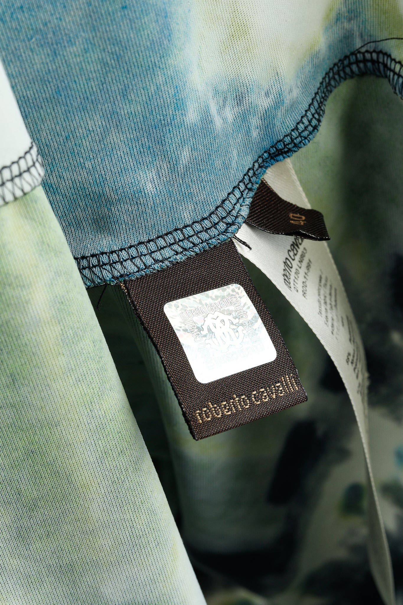 Roberto Cavalli Green Printed Jersey 3/4-Sleeve Bodycon Dress