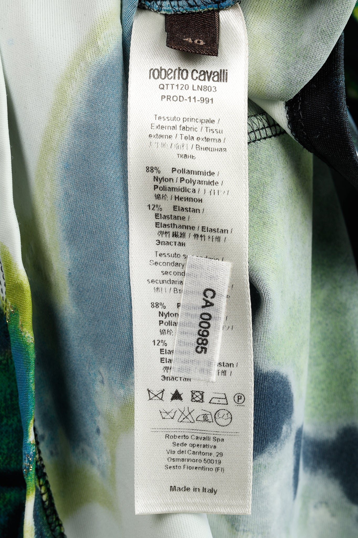 Roberto Cavalli Green Printed Jersey 3/4-Sleeve Bodycon Dress