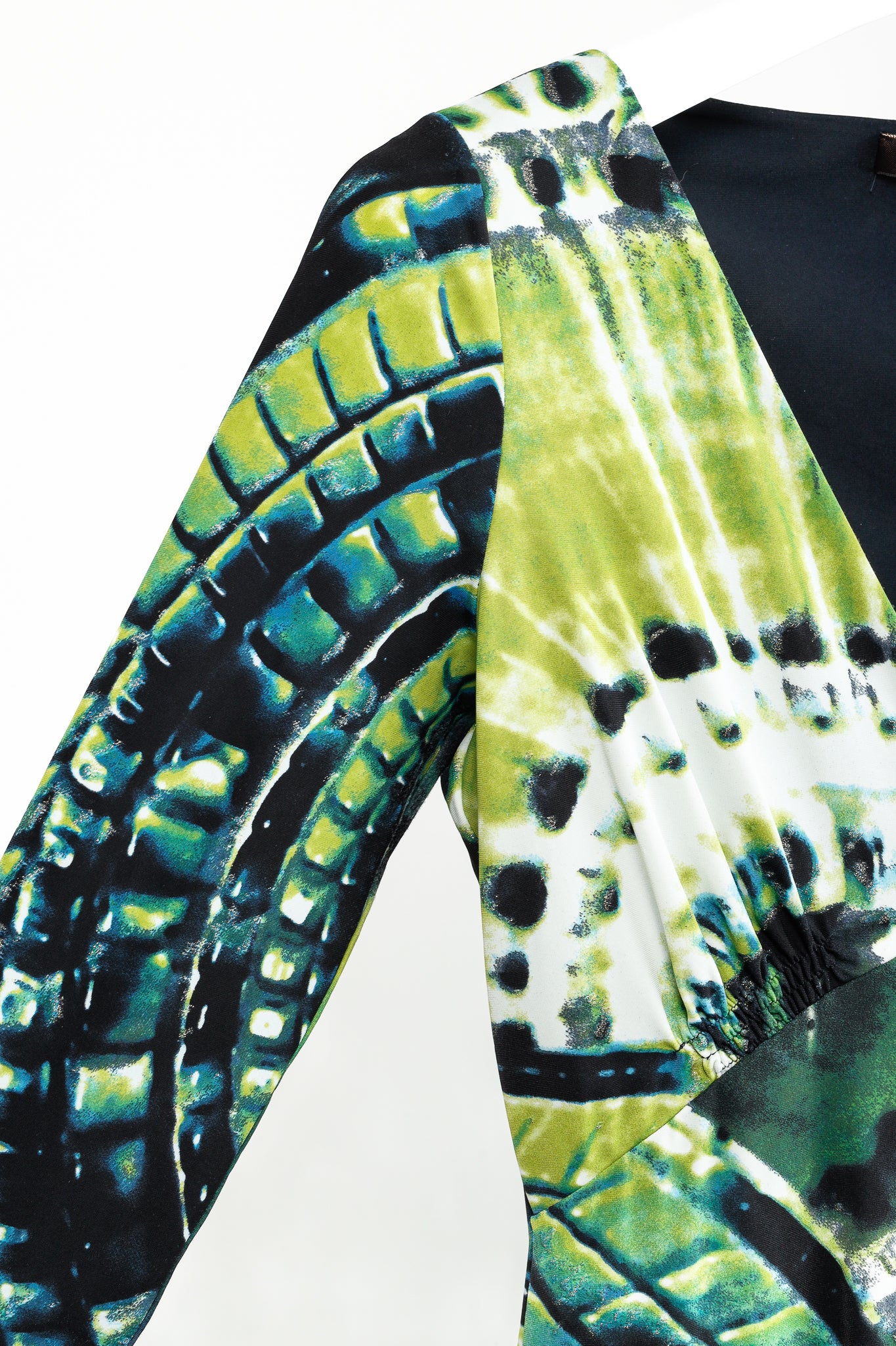 Roberto Cavalli Green Printed Jersey 3/4-Sleeve Bodycon Dress