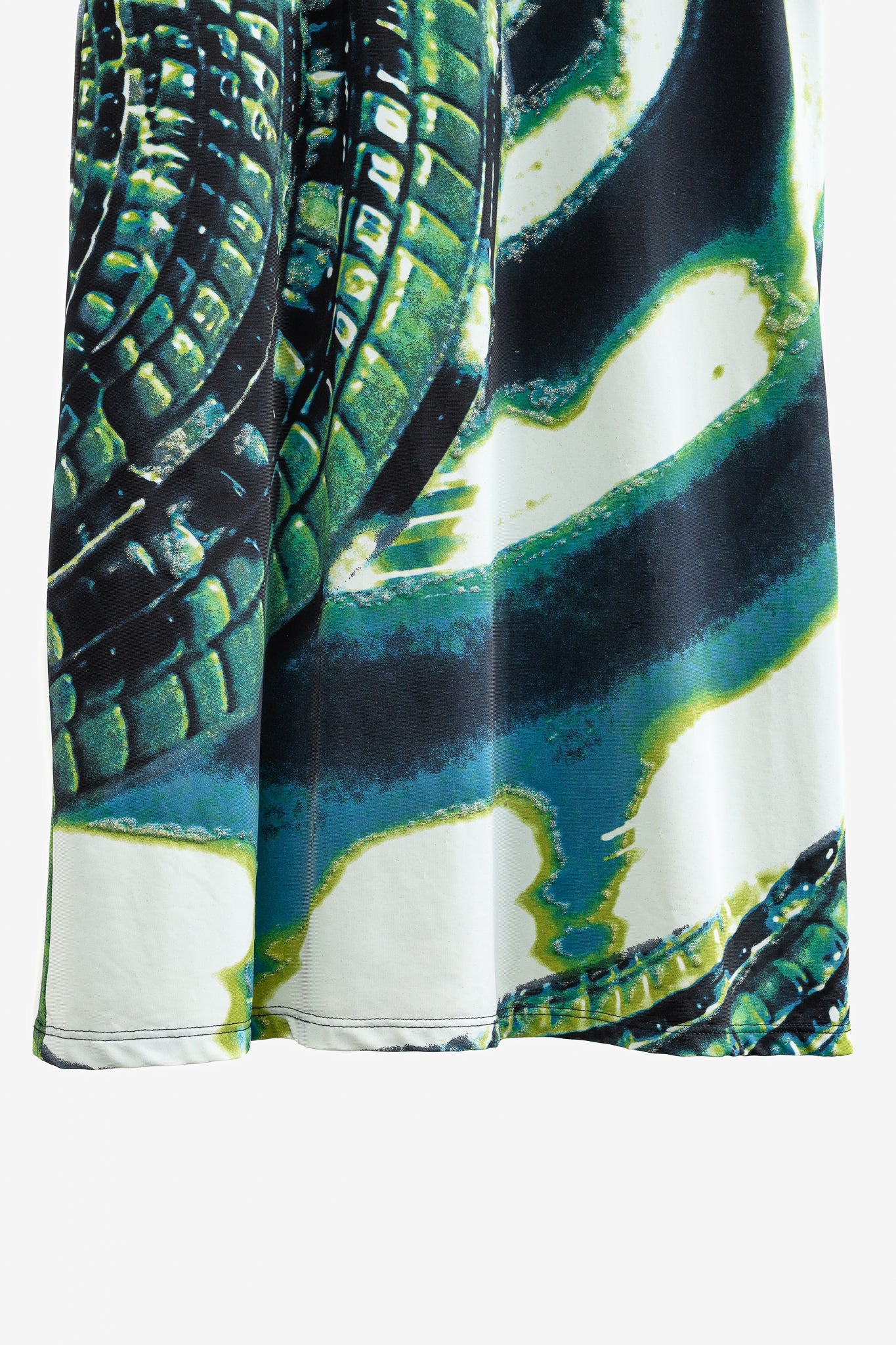 Roberto Cavalli Green Printed Jersey 3/4-Sleeve Bodycon Dress