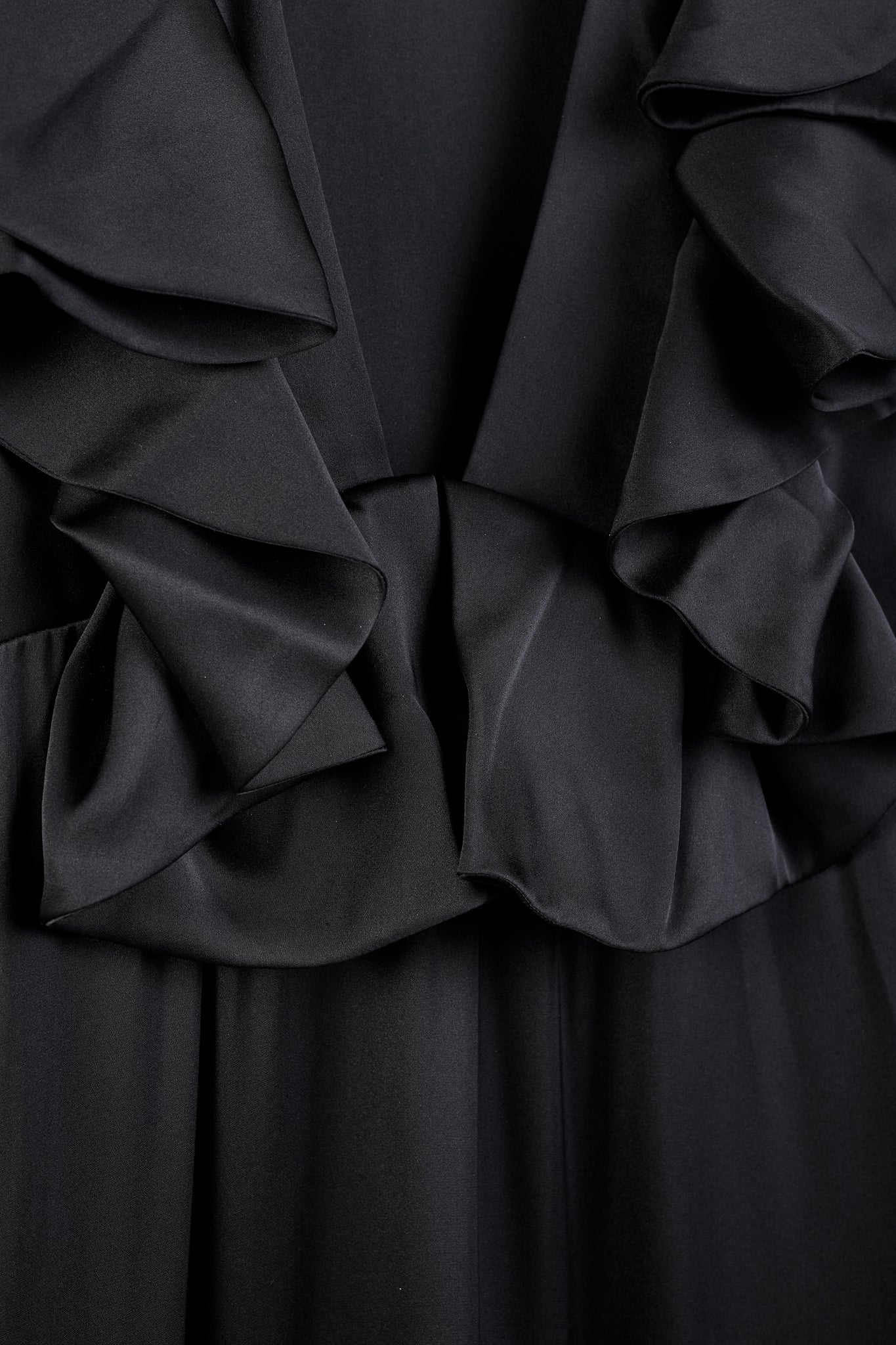 Rochas Black Silk Charmeuse Ruffle Evening Gown