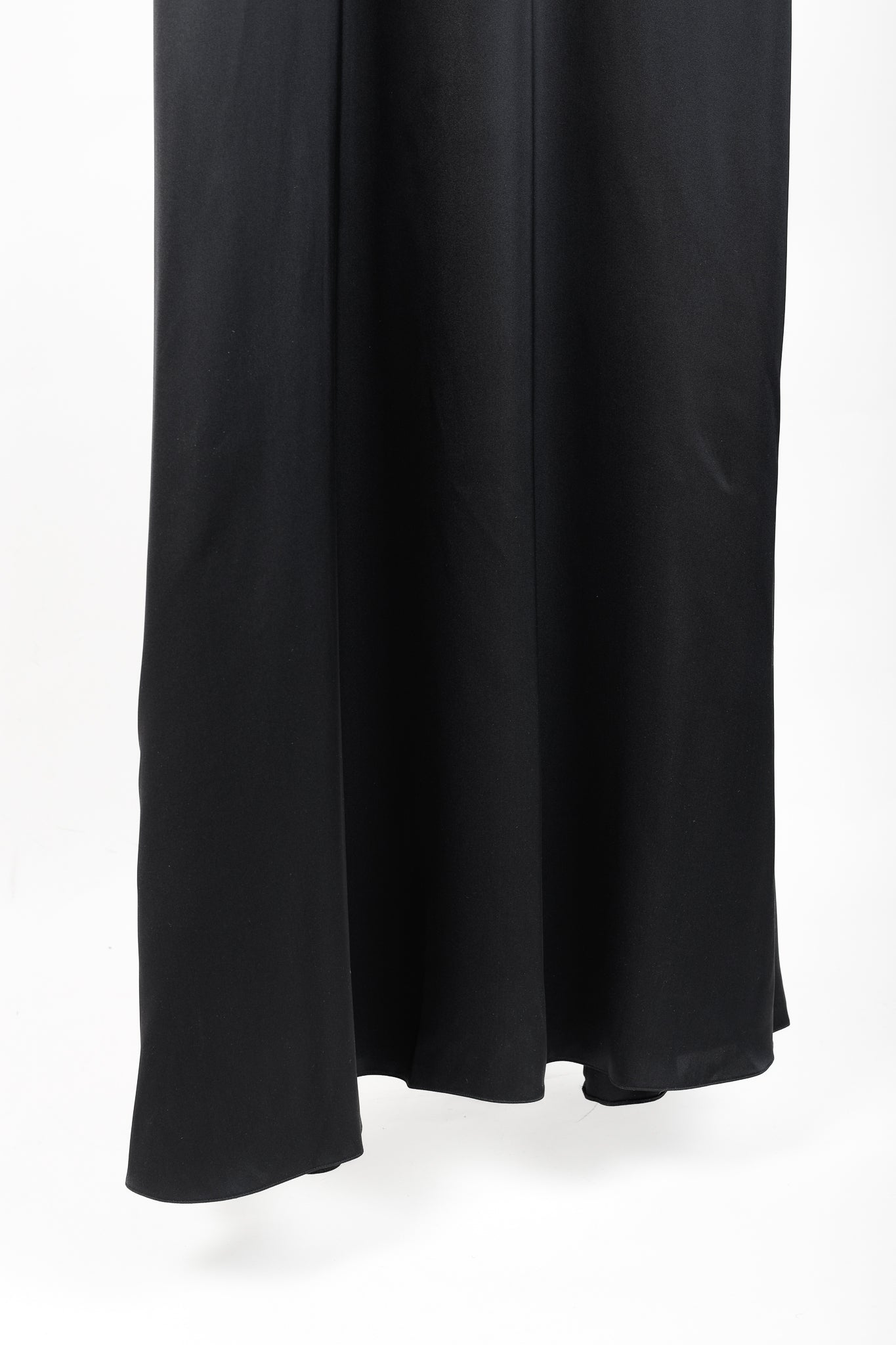 Rochas Black Silk Charmeuse Ruffle Evening Gown