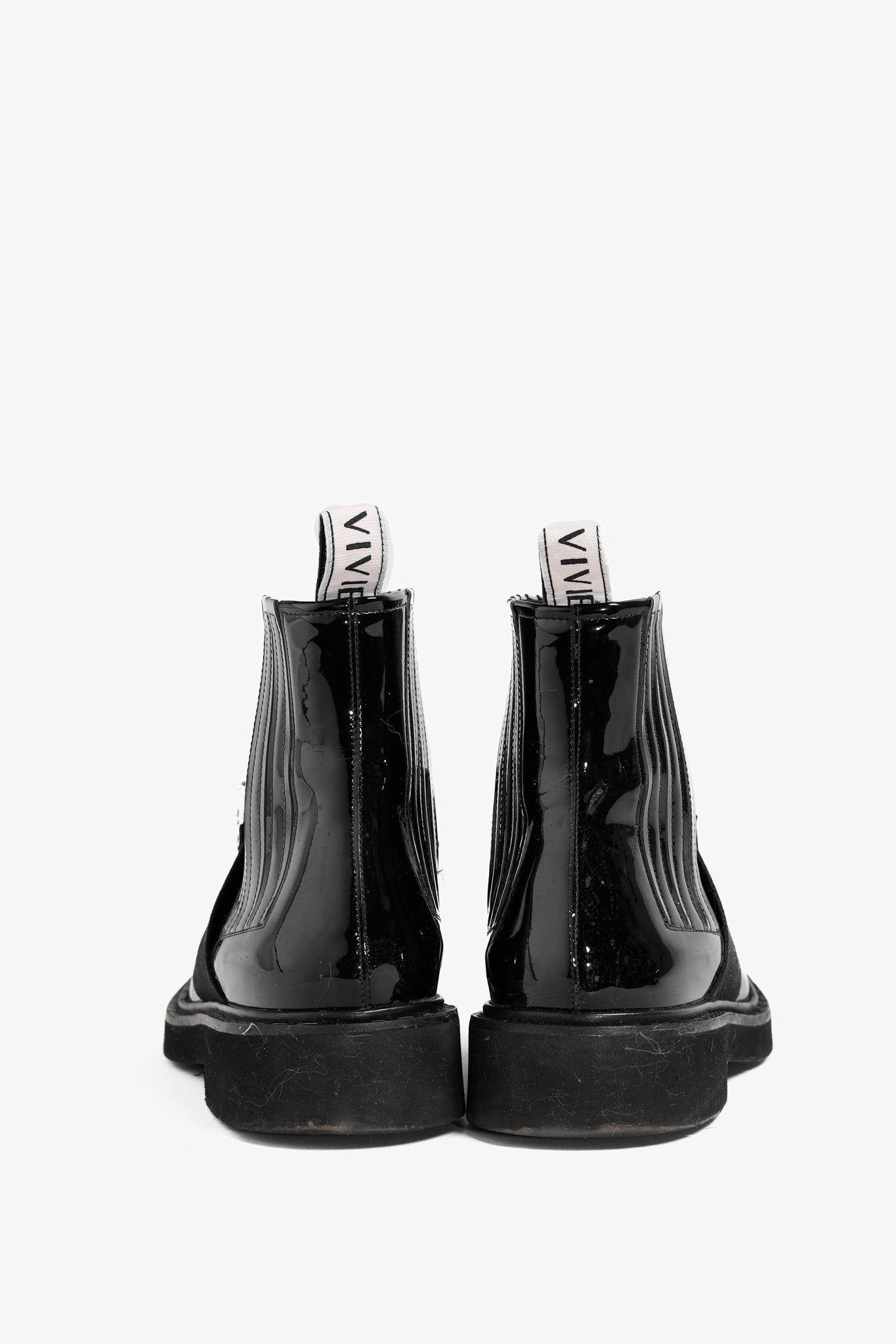 Roger Vivier Viv' Rangers Nero Embellished Patent Leather Chelsea Boots