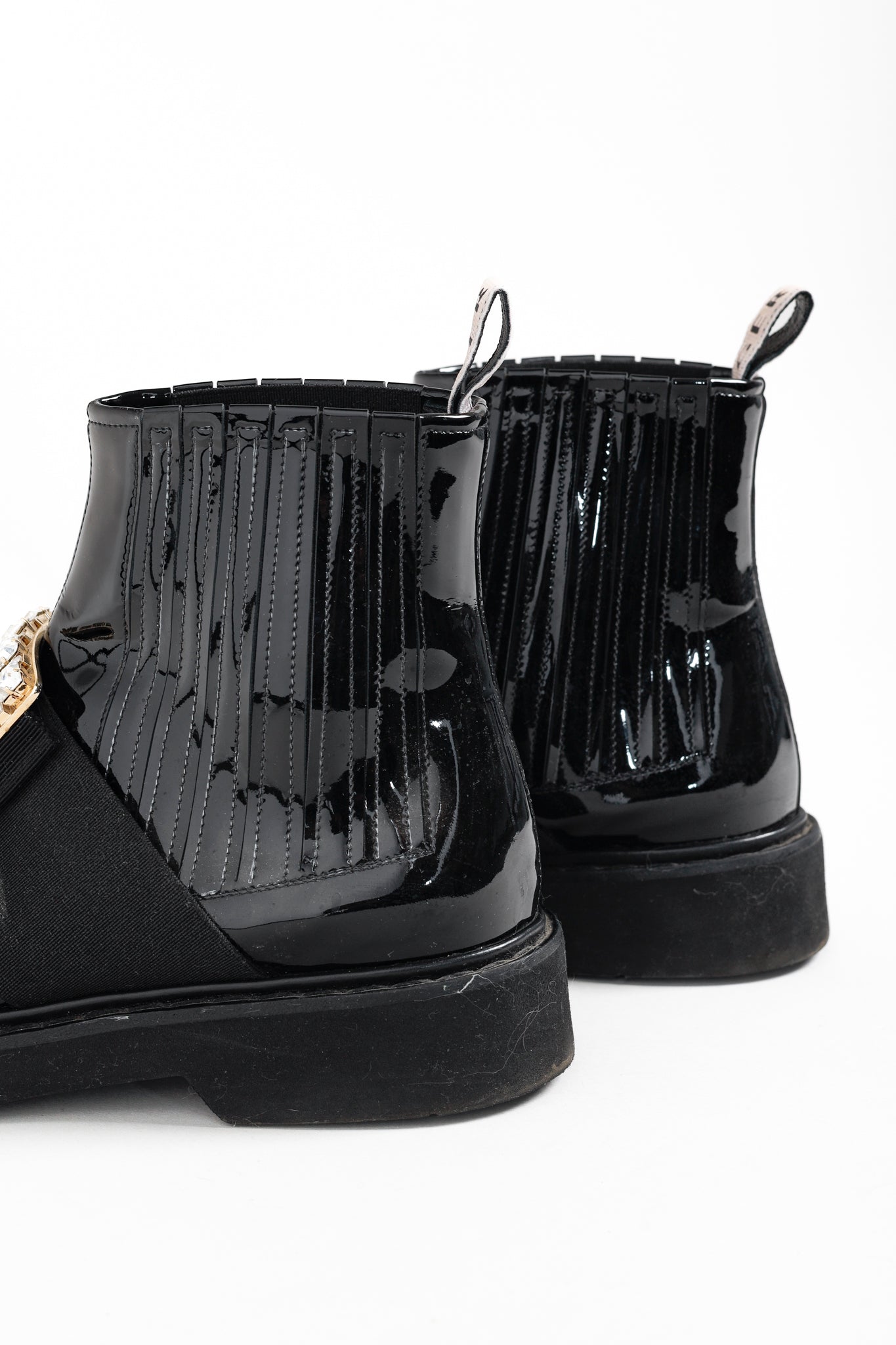 Roger Vivier Viv' Rangers Nero Embellished Patent Leather Chelsea Boots