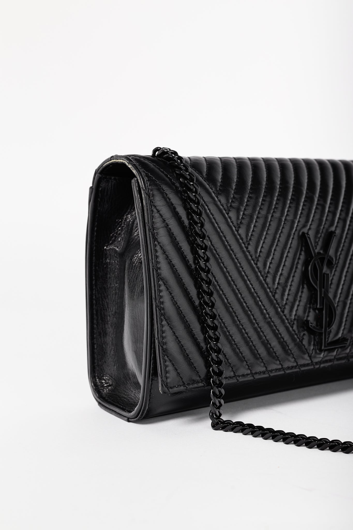 Saint Laurent Kate Medium Black Matelassé Leather Crossbody