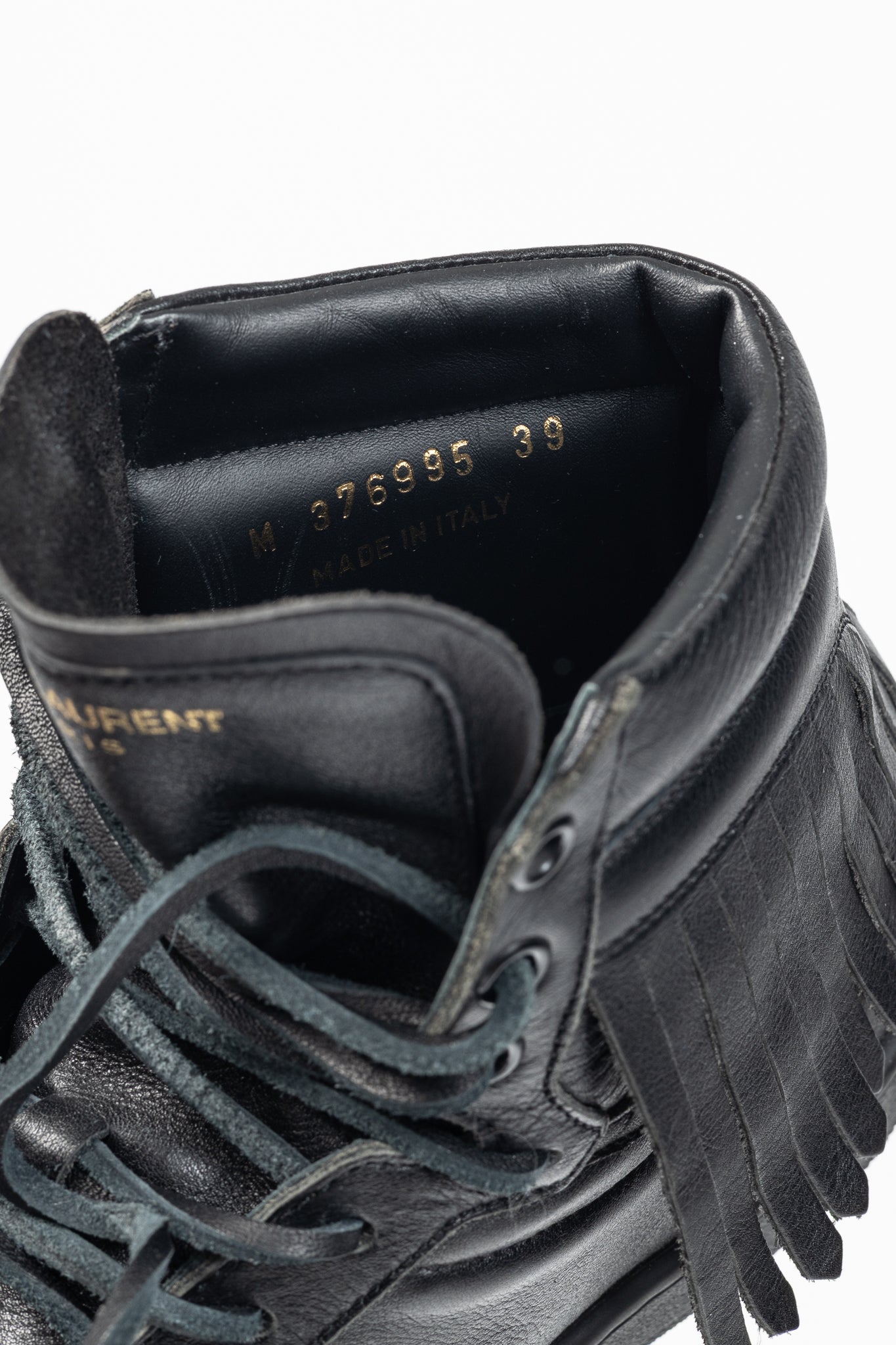 Saint Laurent SL/18H High Black Fringe High-Top Sneakers