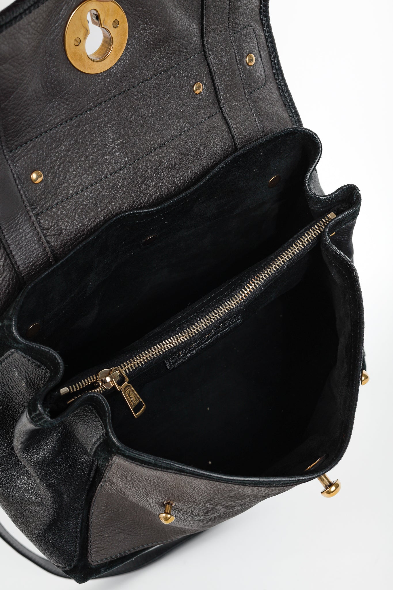 Yves Saint Laurent Small Muse Two Light Sepia Leopard Printed Cowhide & Black Leather Bag