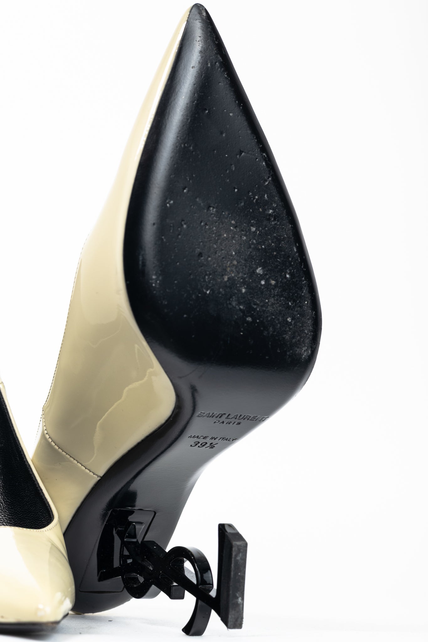 Saint Laurent Opyum Cream Patent YSL Cassandre Pointed-Toe Pumps