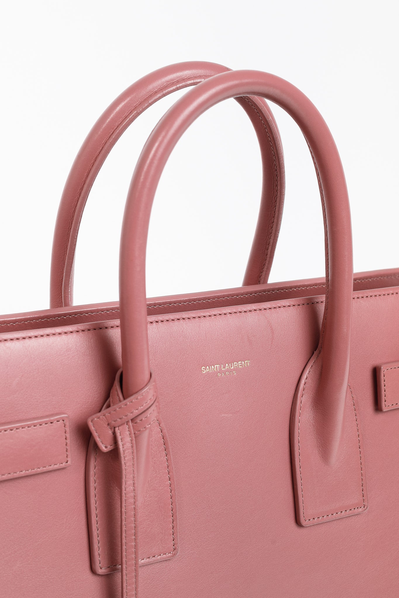 Saint Laurent Classic Small Sac de Jour Dark Rose Calfskin Tote