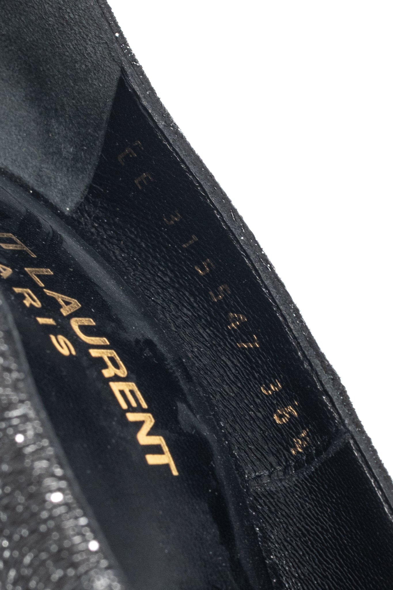 Saint Laurent Thorn Black Sparkle High-Counter Pointed-Toe Pumps