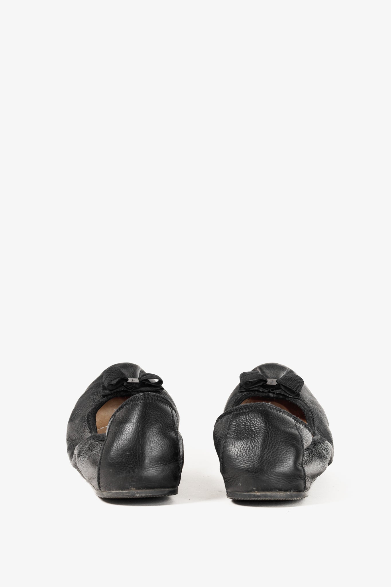 Salvatore Ferragamo My Joy Black Leather Foldaway Ballet Flats