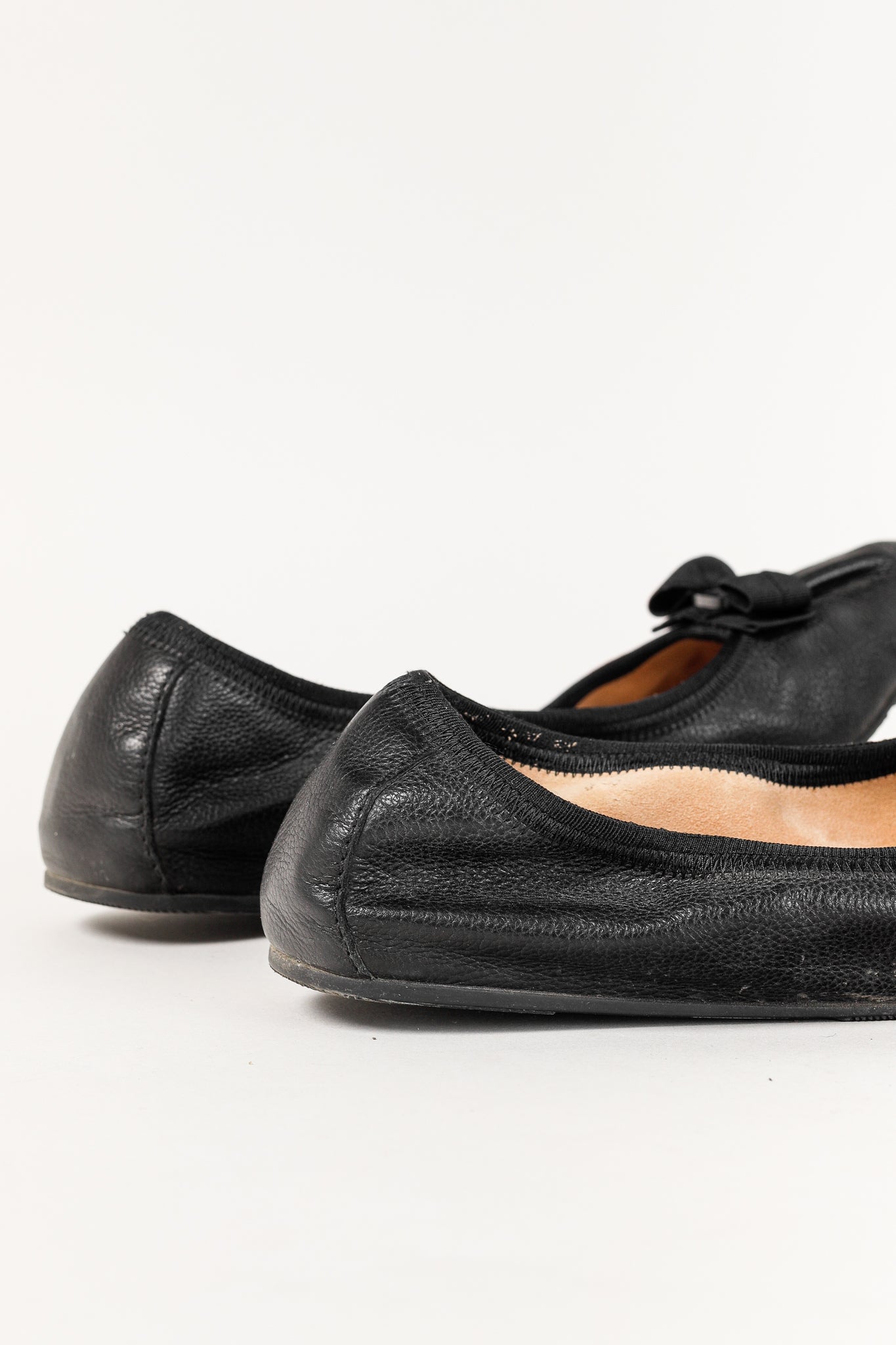 Salvatore Ferragamo My Joy Black Leather Foldaway Ballet Flats