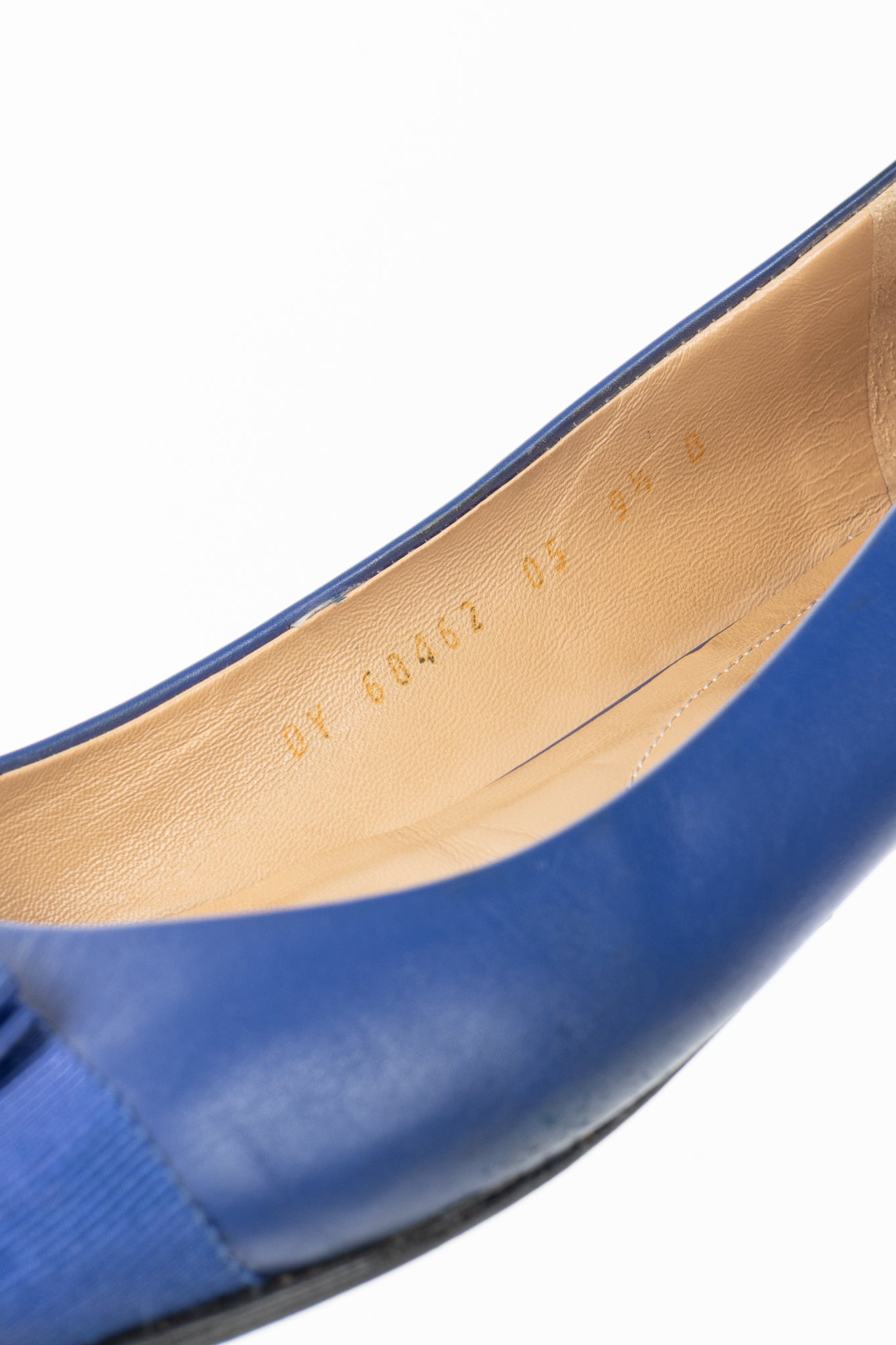 Salvatore Ferragamo Varina Blue Leather Bow Ballet Flats