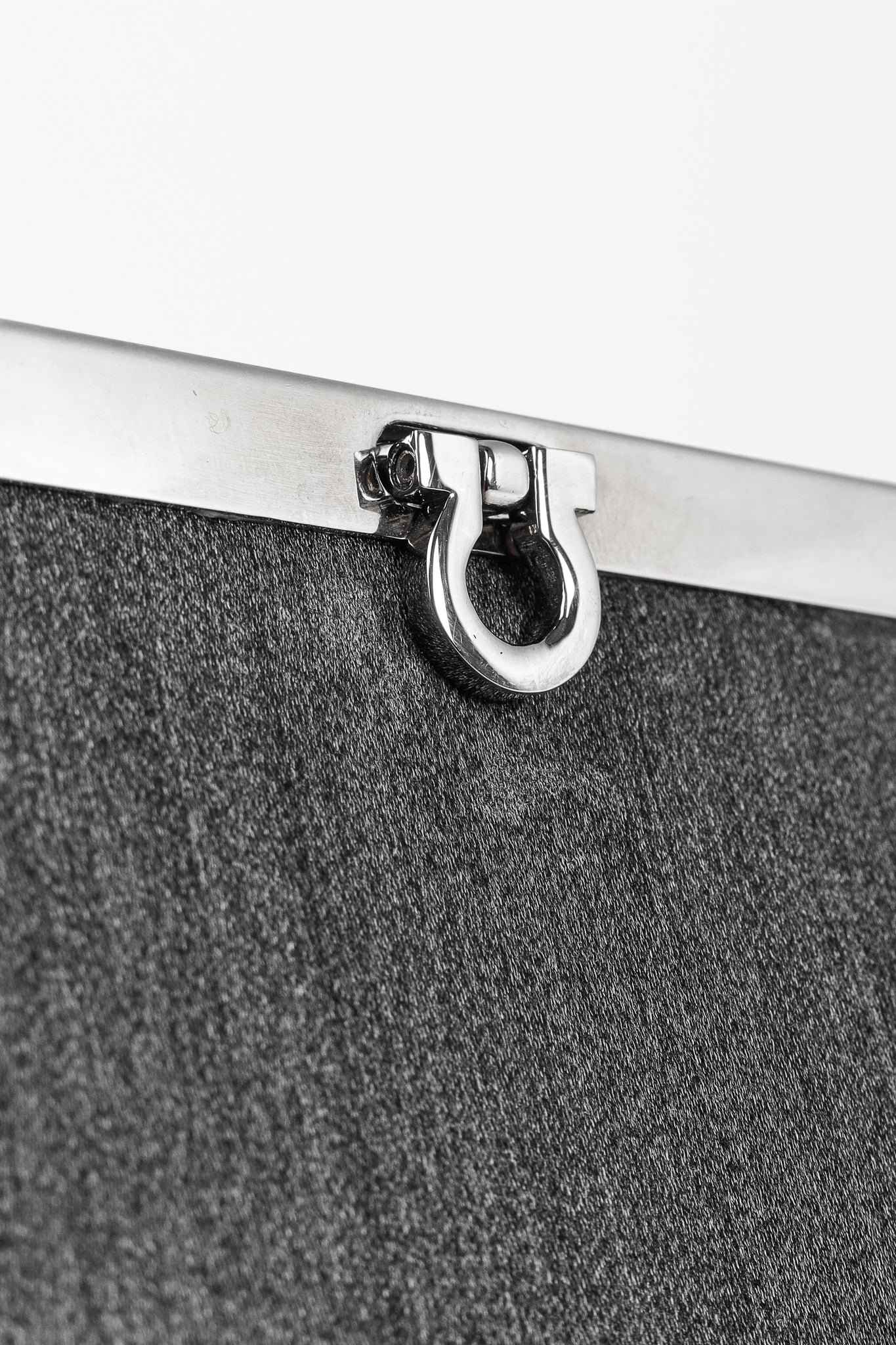Salvatore Ferragamo Grey Flannel Gancini-Clasp Evening Bag