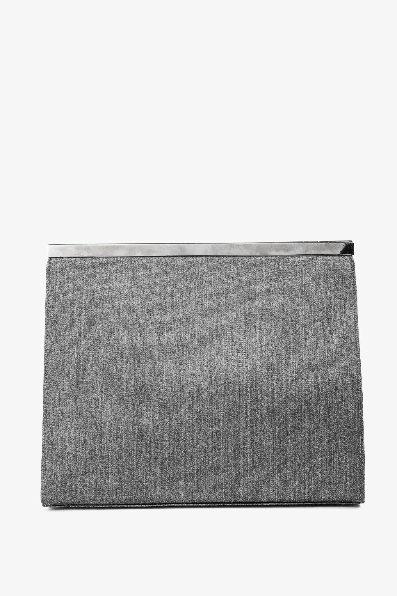 Salvatore Ferragamo Grey Flannel Gancini-Clasp Evening Bag