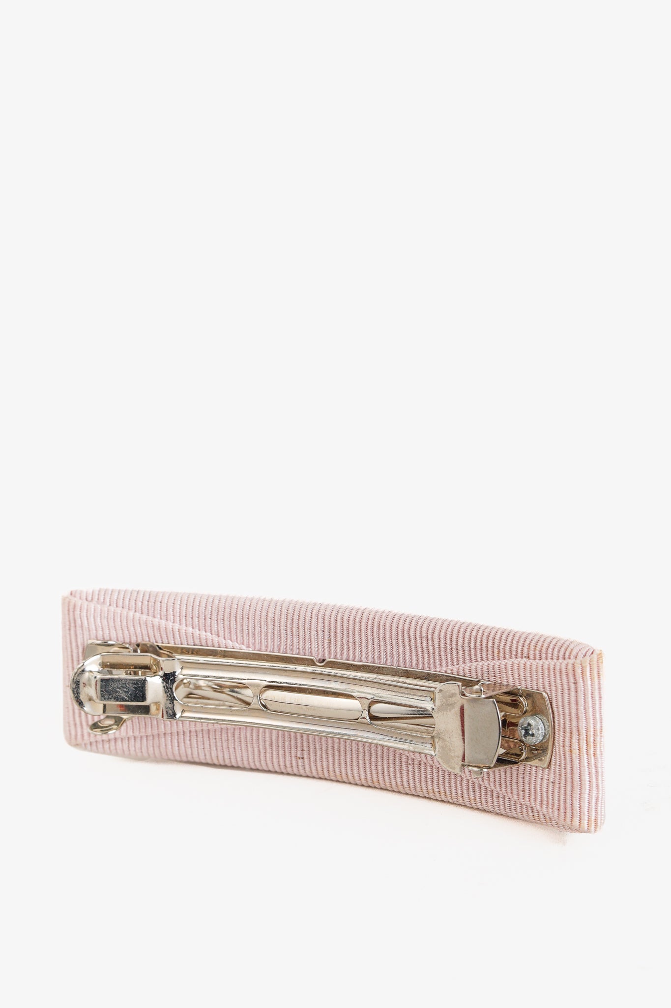 Salvatore Ferragamo Cipria-Grosgrain Silver-Tone Bow Barrette
