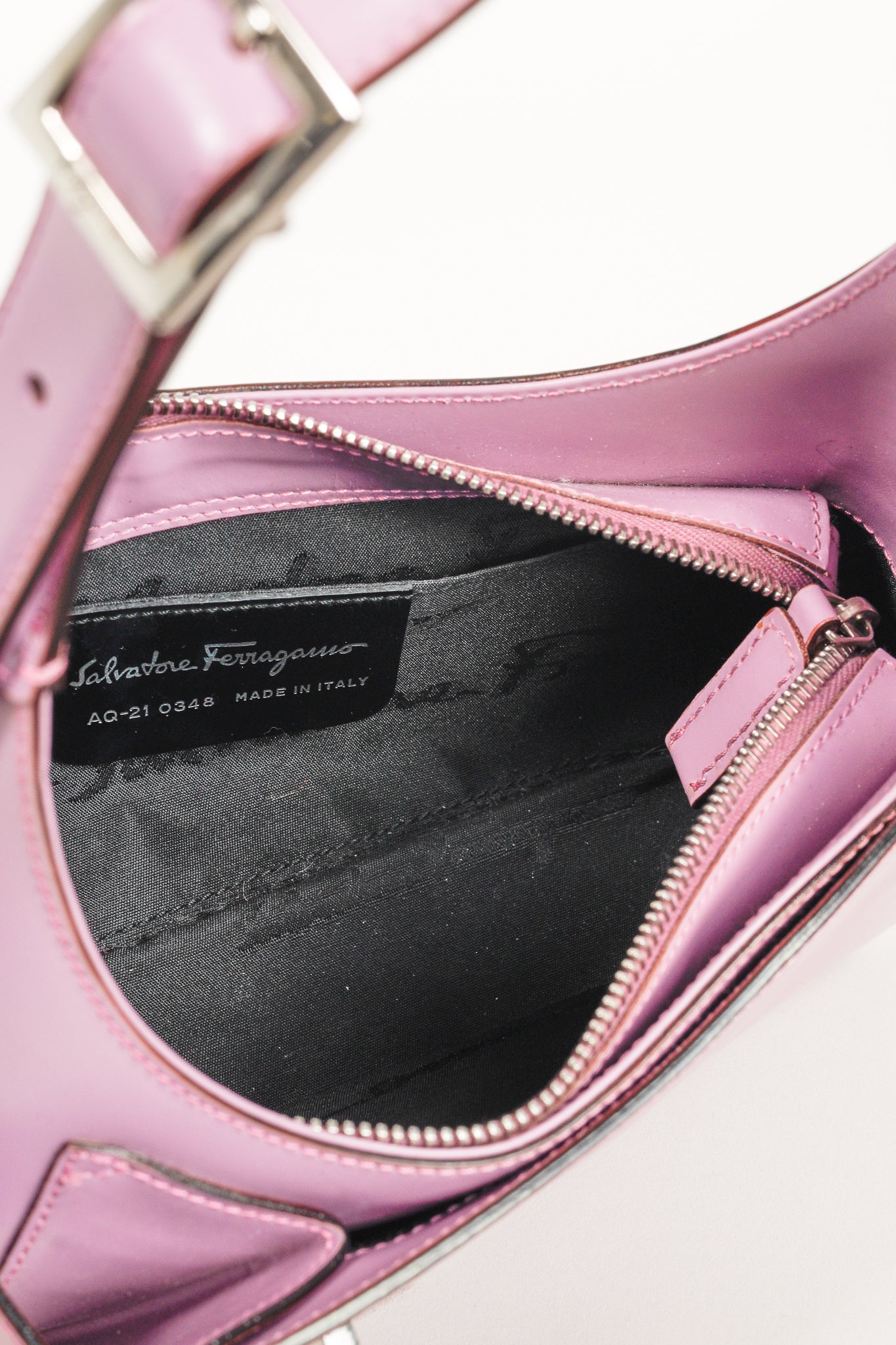 Salvatore Ferragamo Hobo Lilac Leather Mini Shoulder Bag