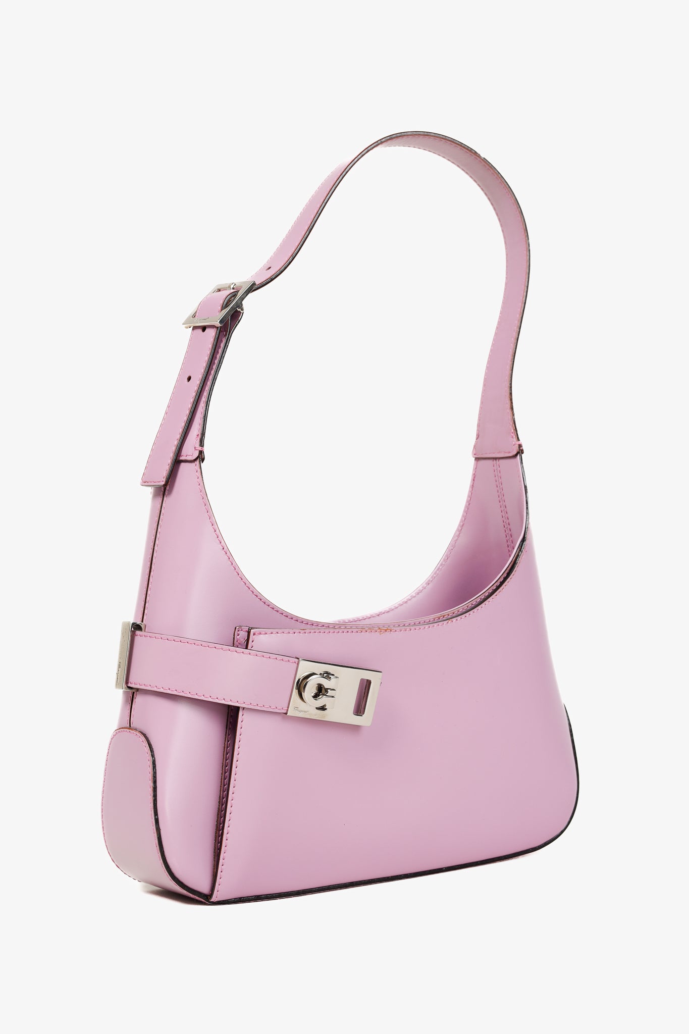 Salvatore Ferragamo Hobo Lilac Leather Mini Shoulder Bag