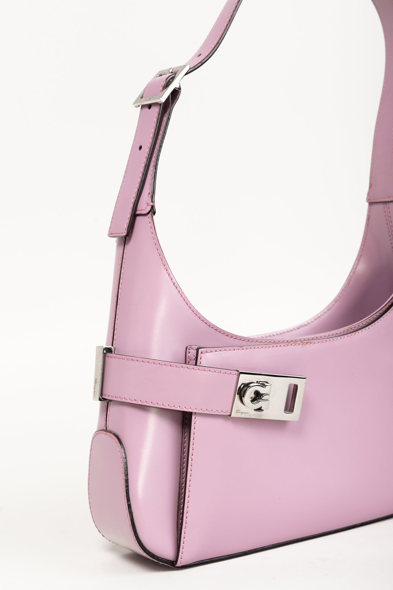 Salvatore Ferragamo Hobo Lilac Leather Mini Shoulder Bag