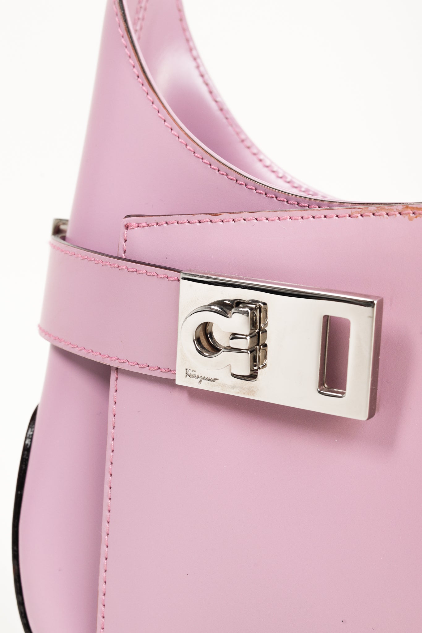 Salvatore Ferragamo Hobo Lilac Leather Mini Shoulder Bag
