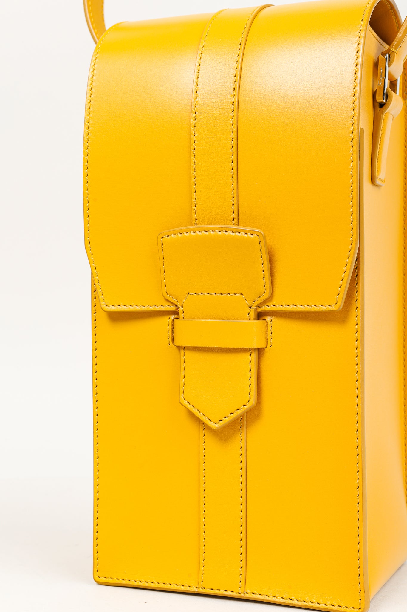 Salvatore Ferragamo SS/16 Sun Yellow Leather Long Structured Crossbody Bag