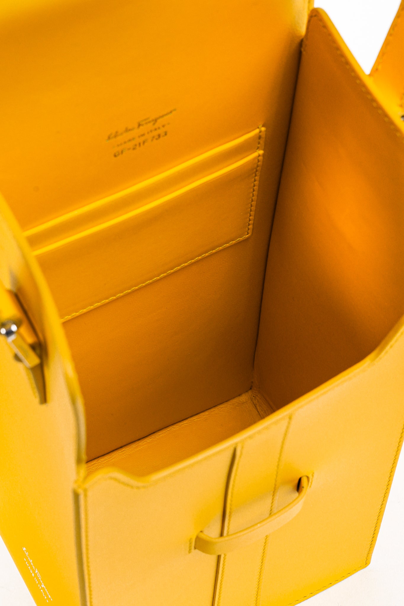 Salvatore Ferragamo SS/16 Sun Yellow Leather Long Structured Crossbody Bag