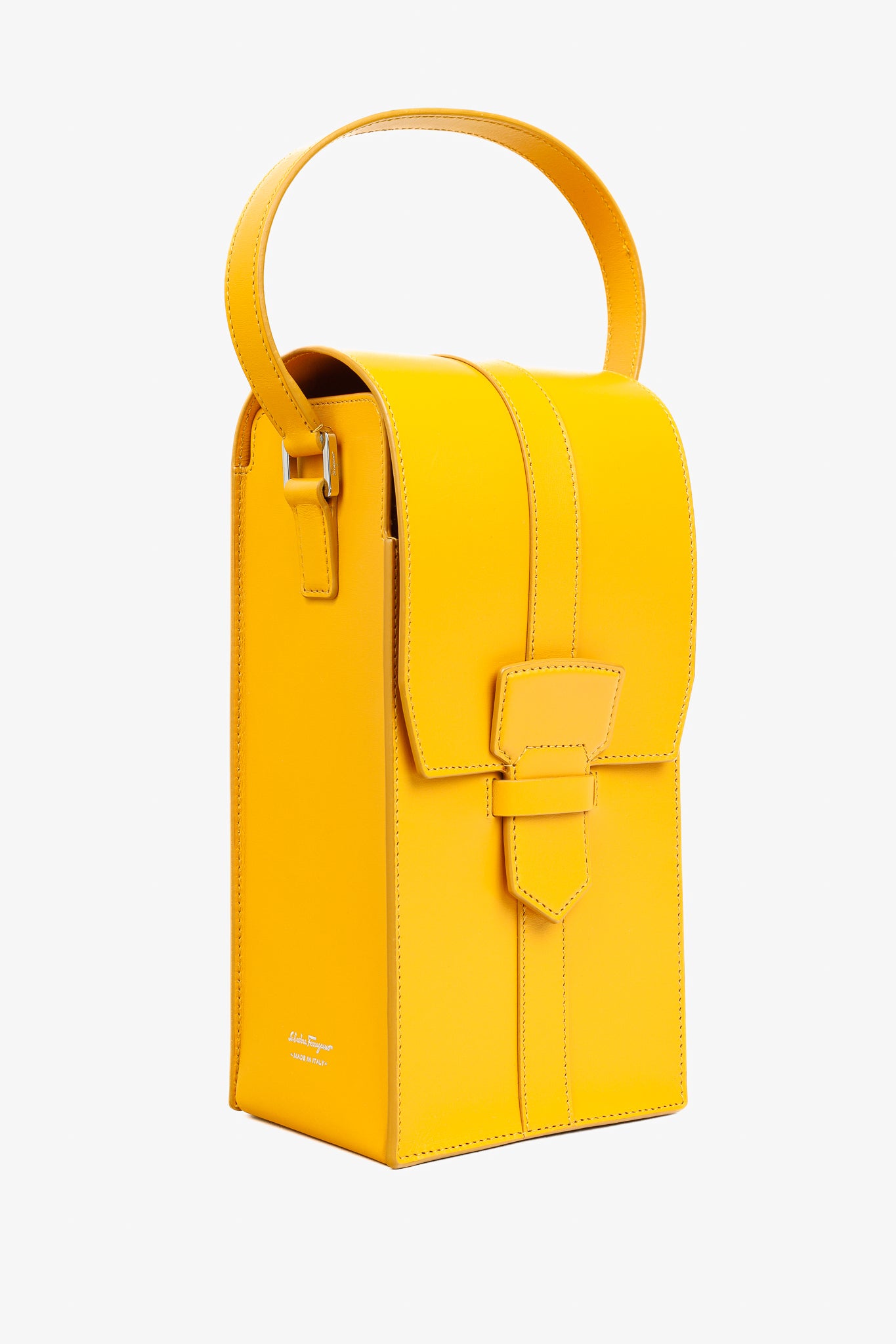 Salvatore Ferragamo SS/16 Sun Yellow Leather Long Structured Crossbody Bag