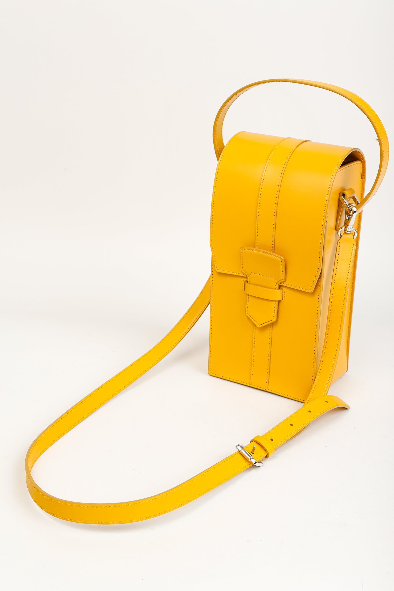 Salvatore Ferragamo SS/16 Sun Yellow Leather Long Structured Crossbody Bag