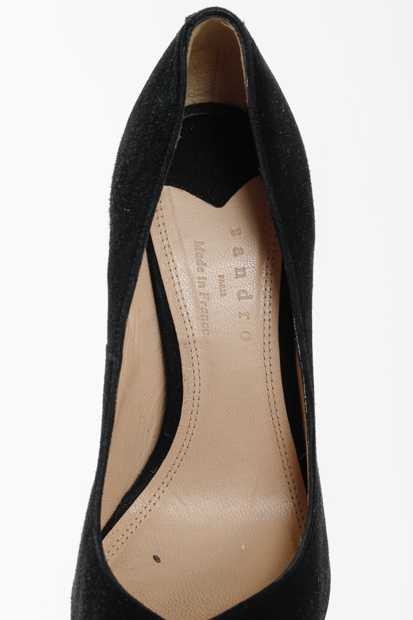 Sandro Black Suede V-Cut Pointed-Toe Pumps