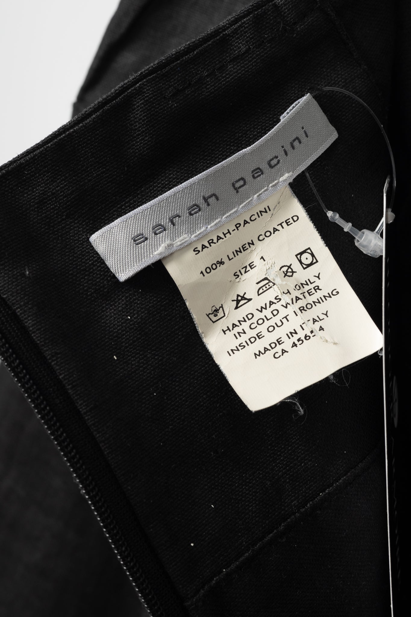 Sarah Pacini Charcoal Coated-Linen Wide-Leg Pants