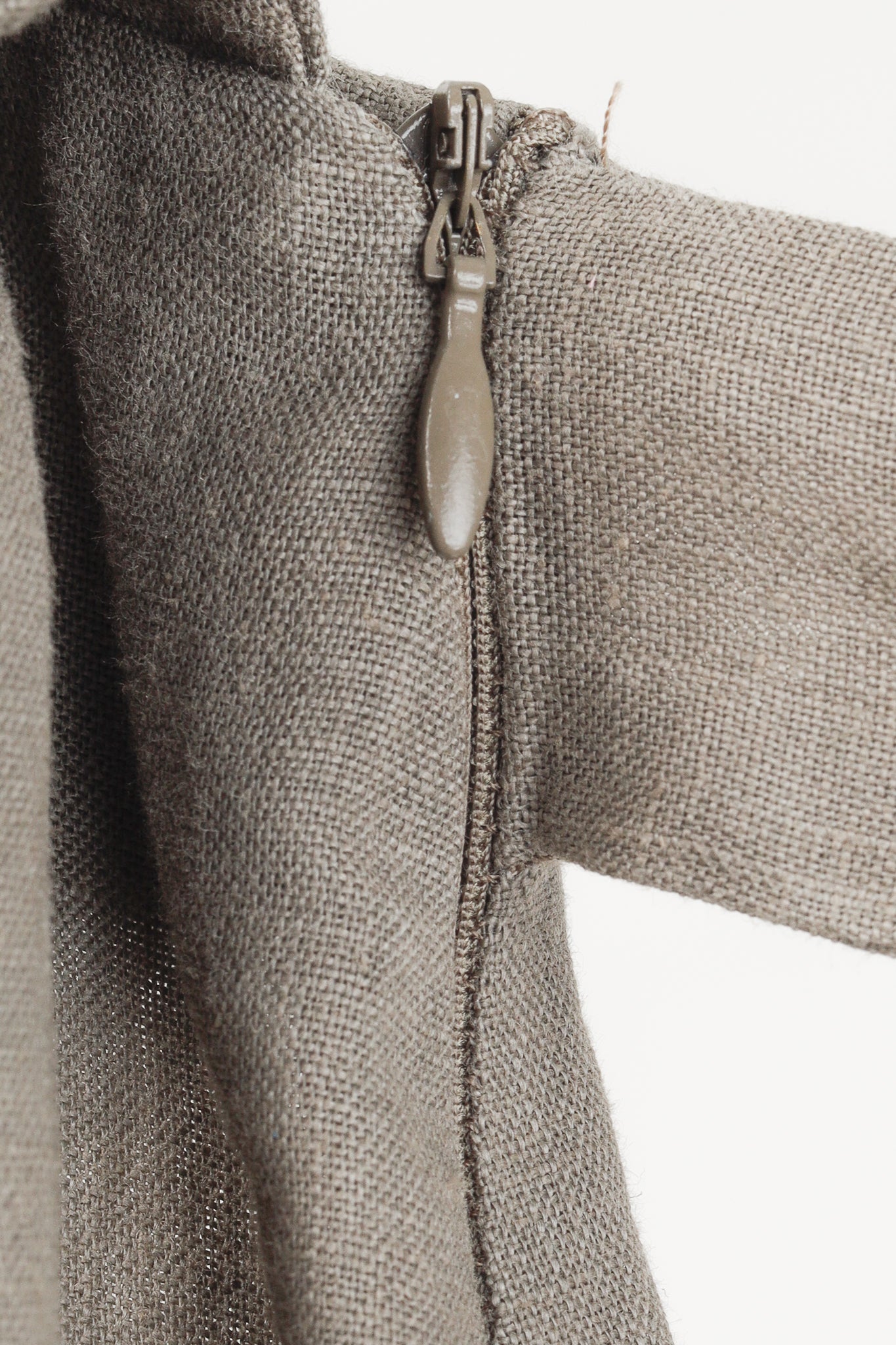 Sarah Pacini Taupe Linen Waist-Tie Wide-Leg Pants