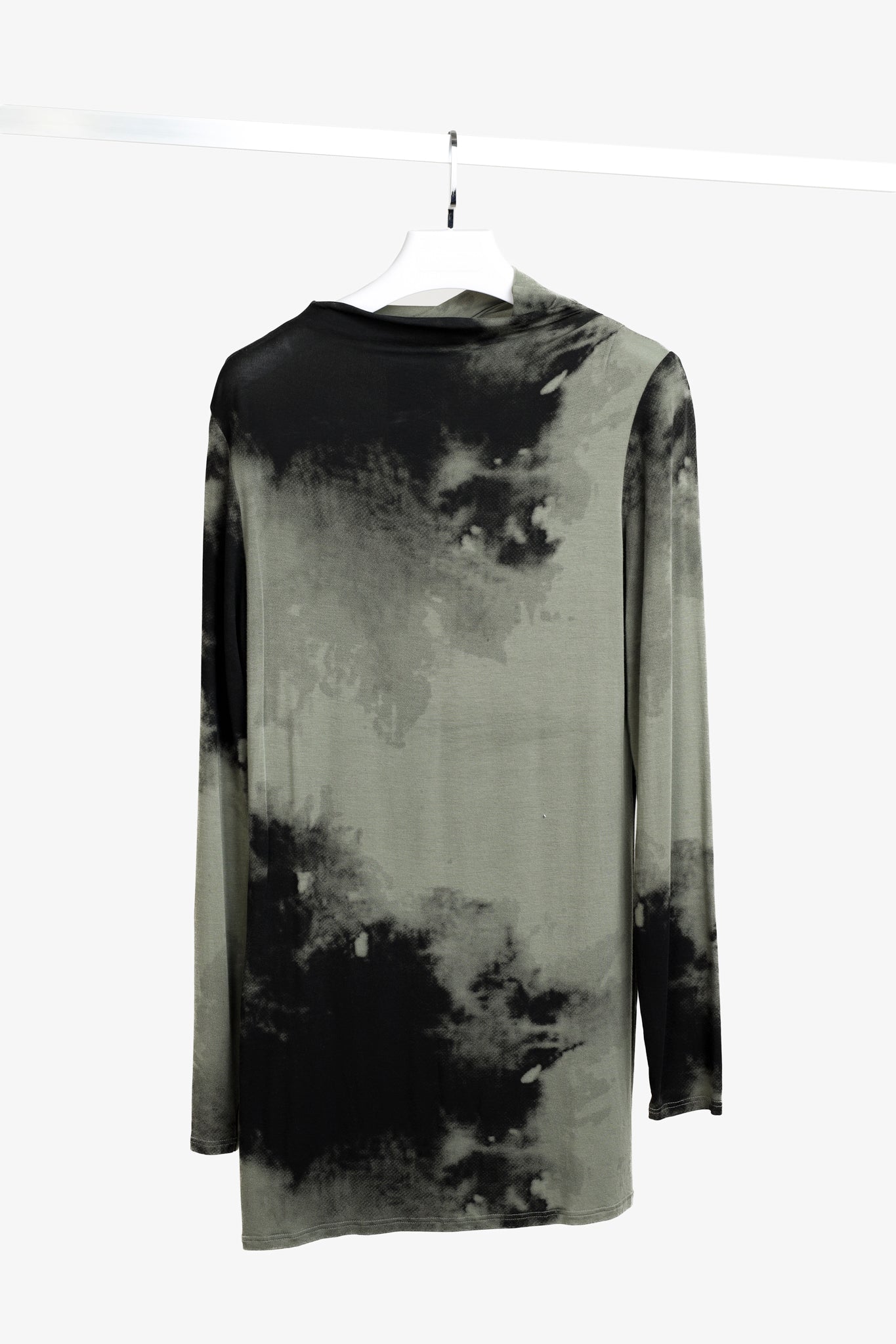 Sarah Pacini Stretch Green Tie-Dye Cowl Neck Tunic