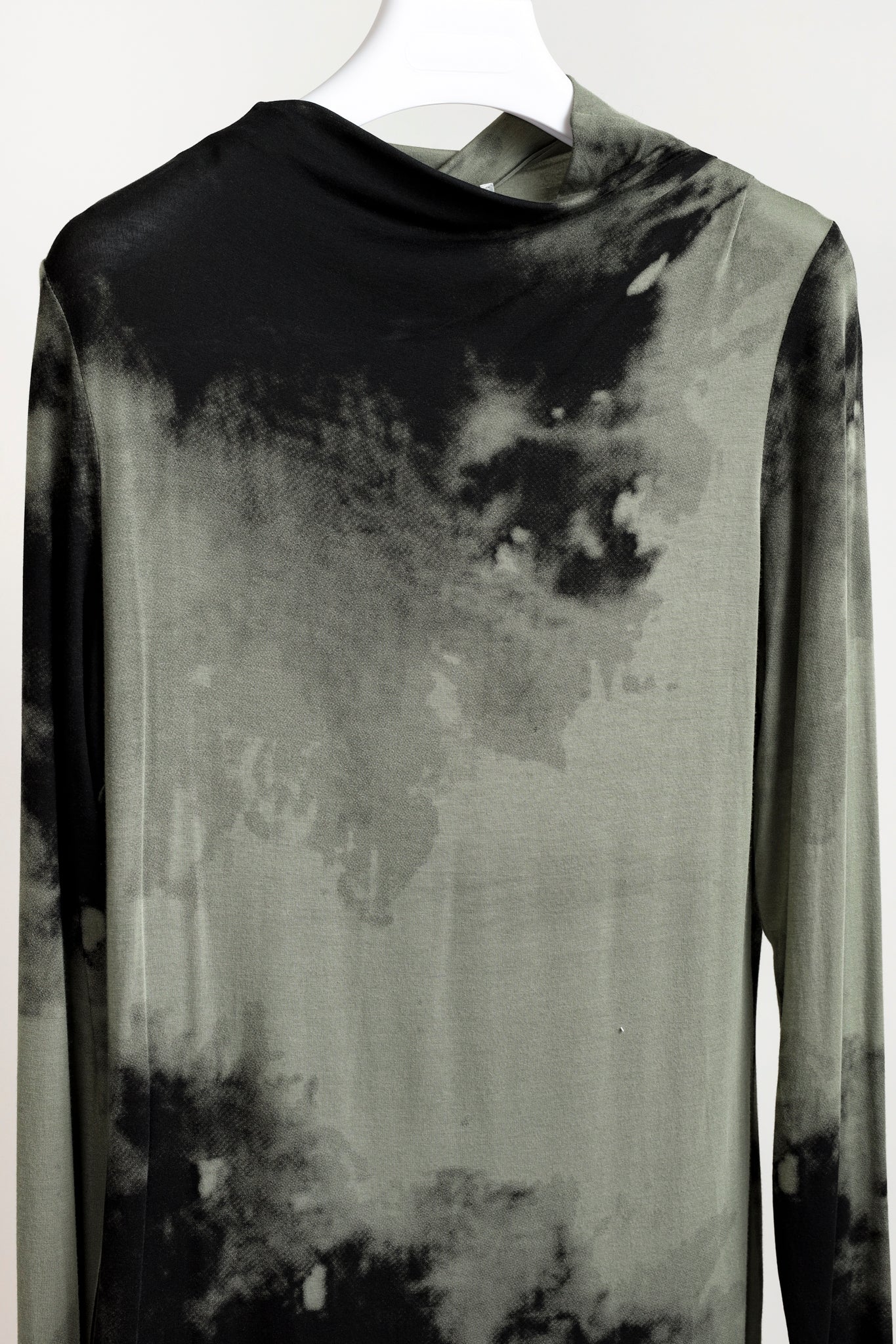 Sarah Pacini Stretch Green Tie-Dye Cowl Neck Tunic