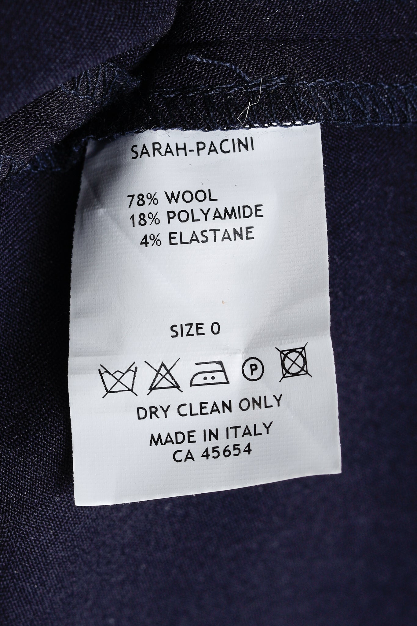 Sarah Pacini AW/16 Navy Wool-Blend Long Asymmetrical Skirt