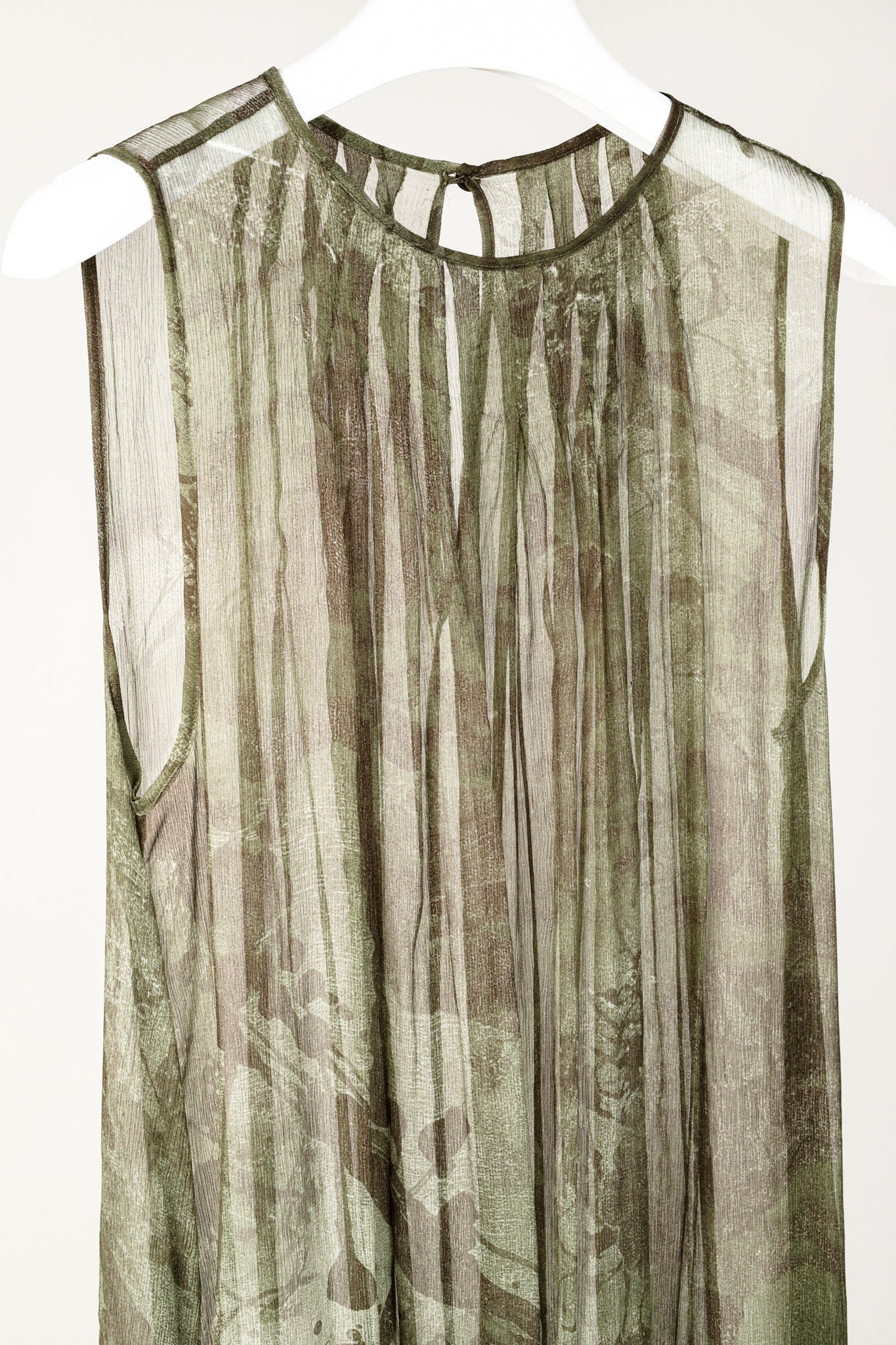 Sarah Pacini Green Silk-Crepe Graphic Tunic