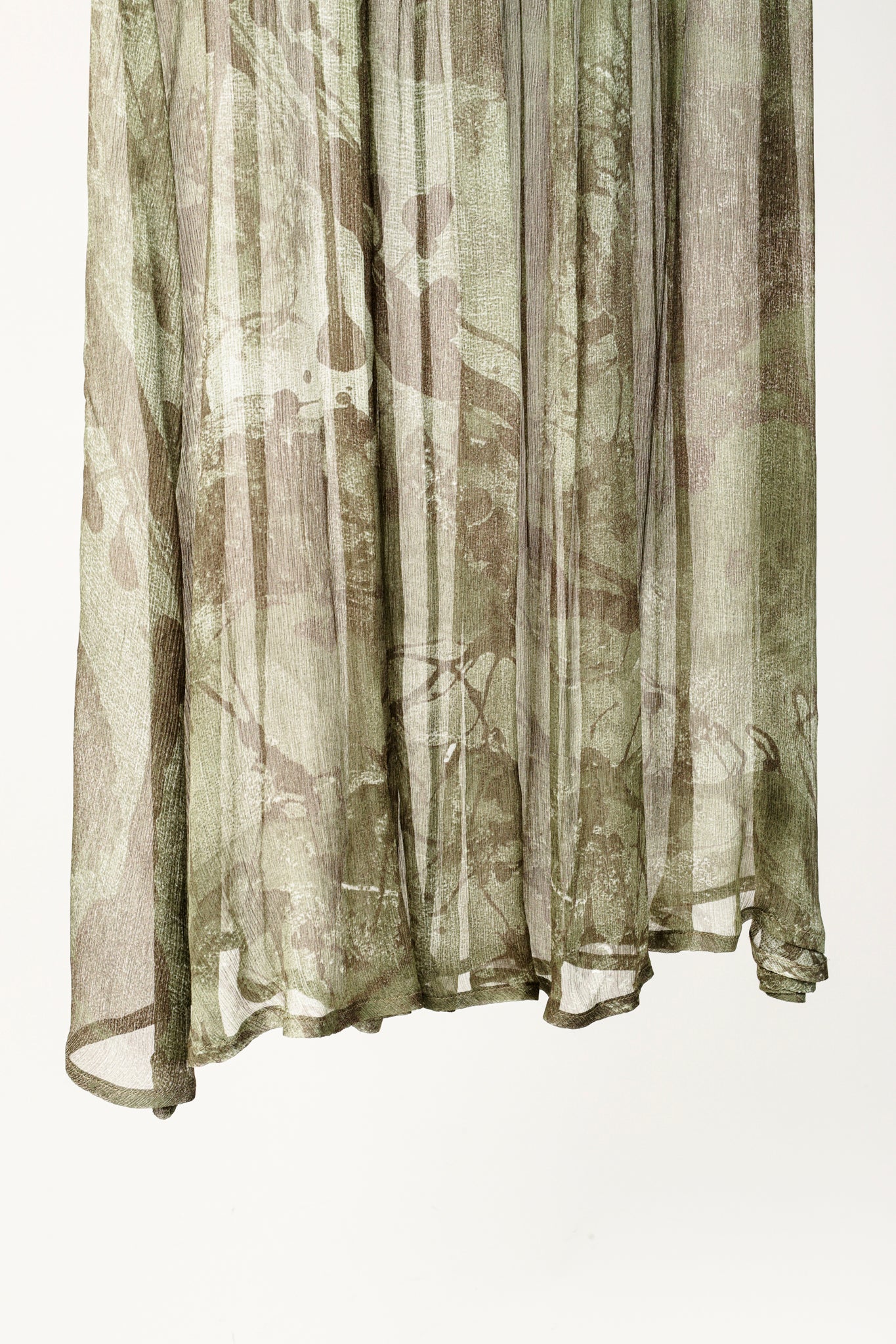 Sarah Pacini Green Silk-Crepe Graphic Tunic