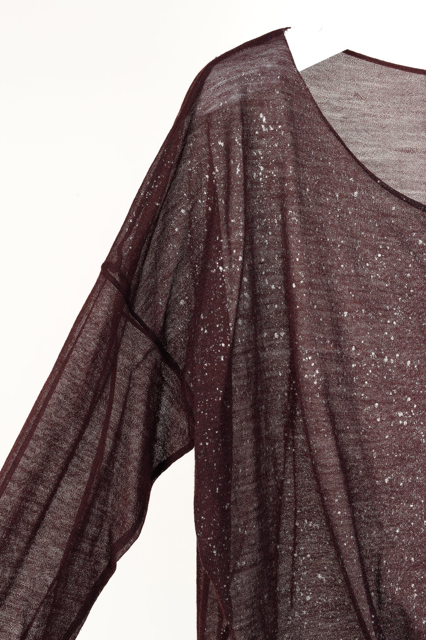 Sarah Pacini Burgundy Metallic-Splatter Lightweight-Knit Sweater