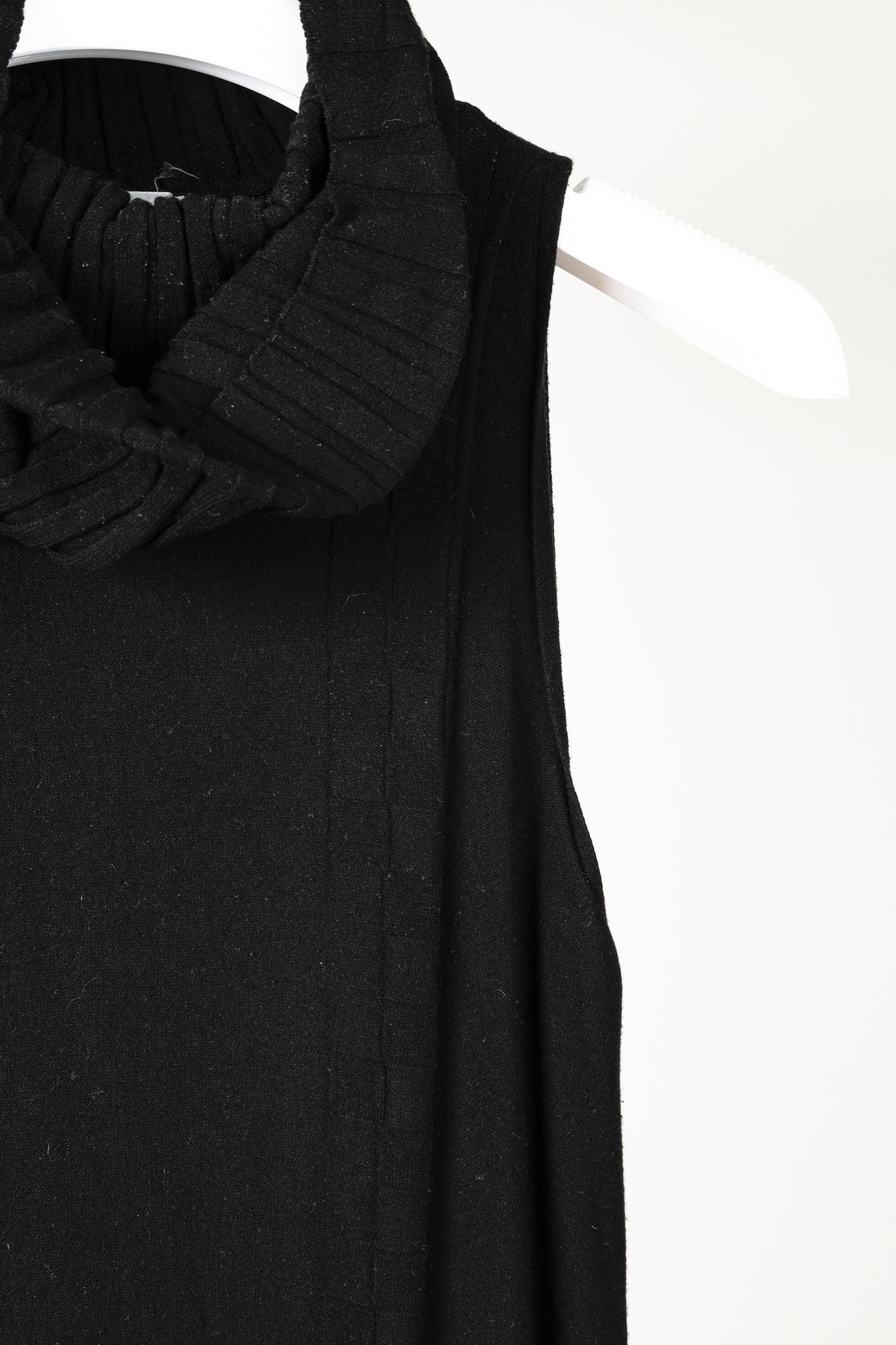 Sarah Pacini Black Knit Asymmetric Cowl-Neck Tunic