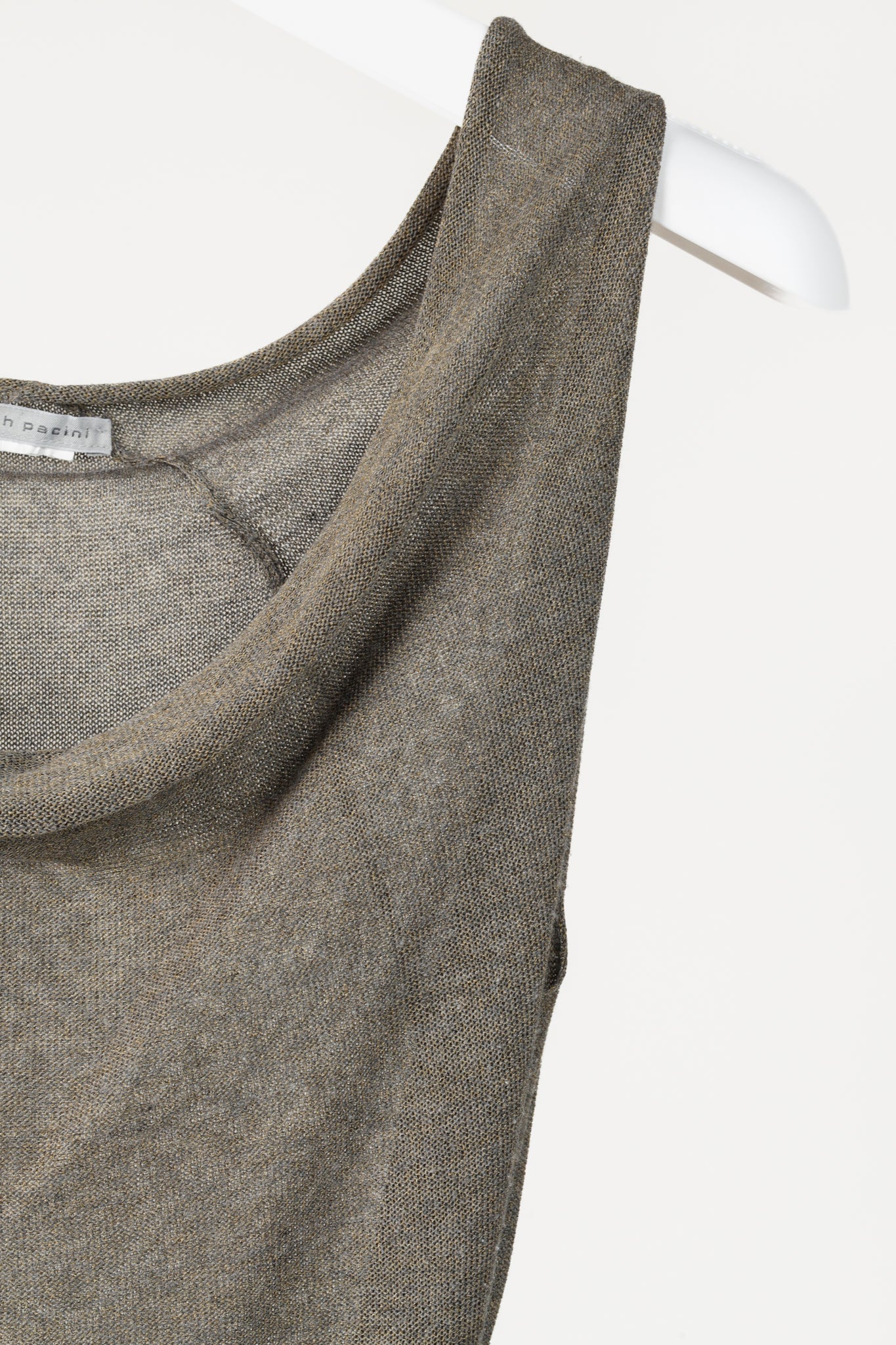 Sarah Pacini Gold Knit Sleeveless Belted Dress