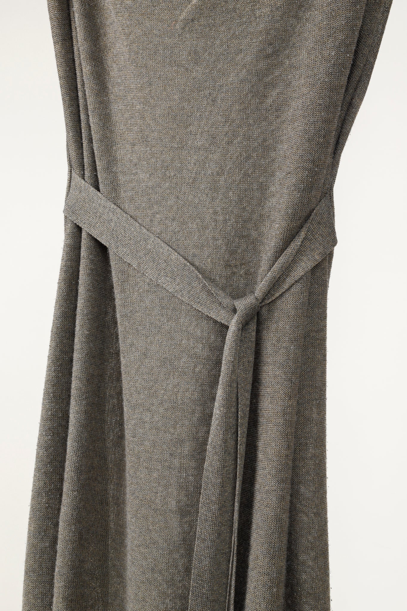 Sarah Pacini Gold Knit Sleeveless Belted Dress