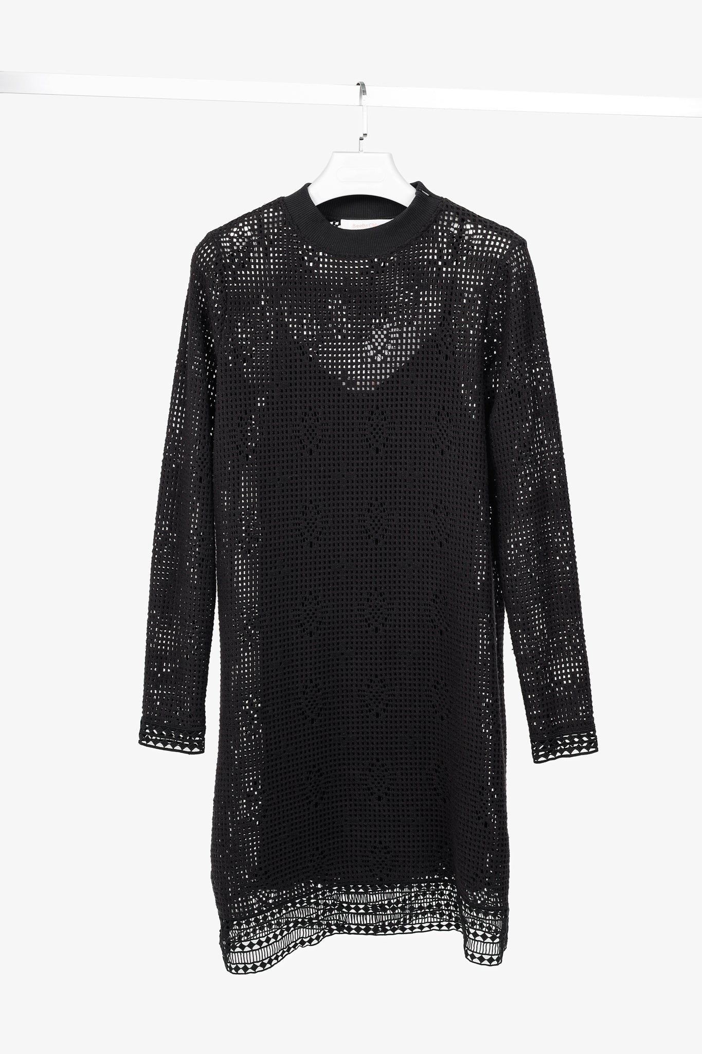 See by Chloe Black Crochet Long-Sleeve Mini Dress Blogger Armoire See by Chloe Black Crochet Long-Sleeve Mini Dress Blogger Armoire