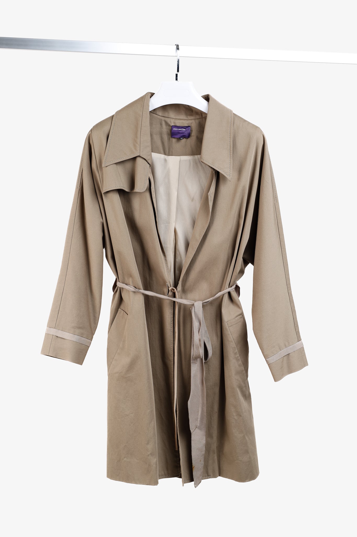 Sharon Wauchob Khaki Cotton Twill Tie-Waist Coat