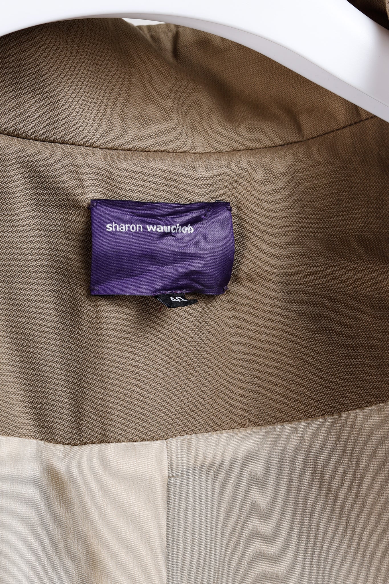 Sharon Wauchob Khaki Cotton Twill Tie-Waist Coat