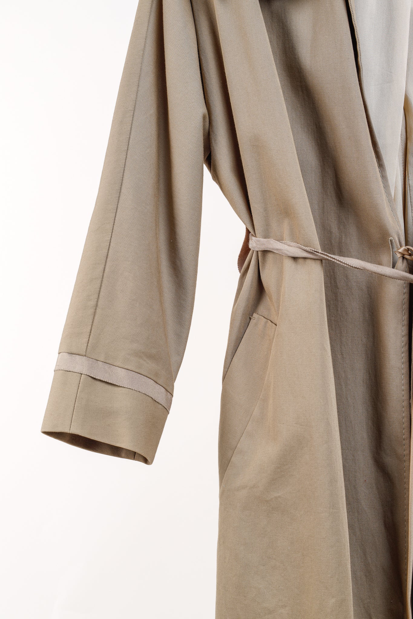 Sharon Wauchob Khaki Cotton Twill Tie-Waist Coat