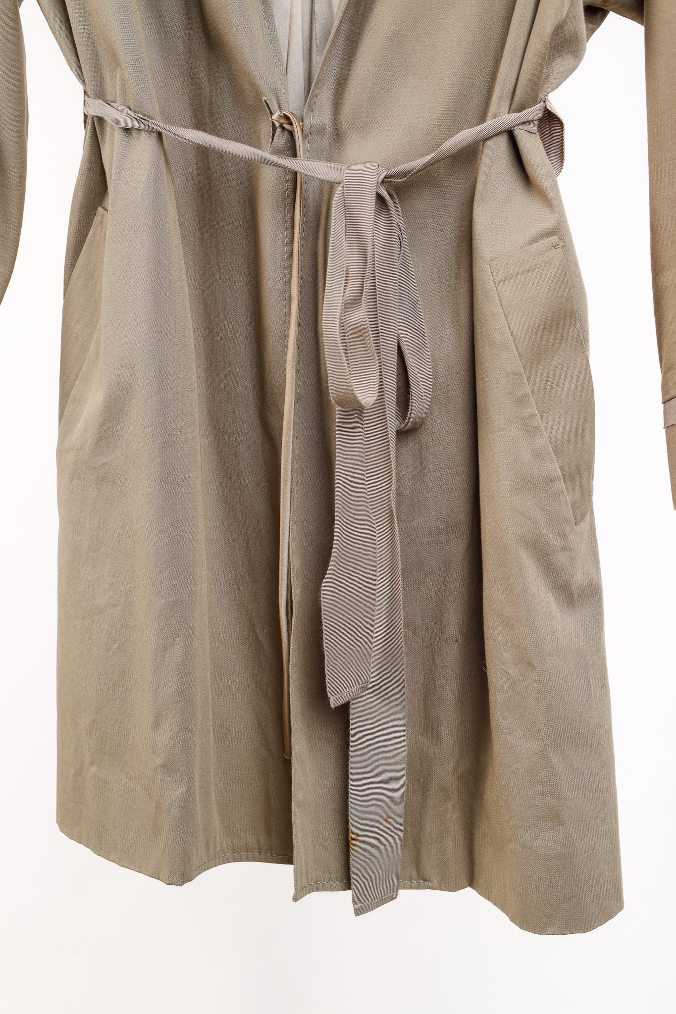 Sharon Wauchob Khaki Cotton Twill Tie-Waist Coat