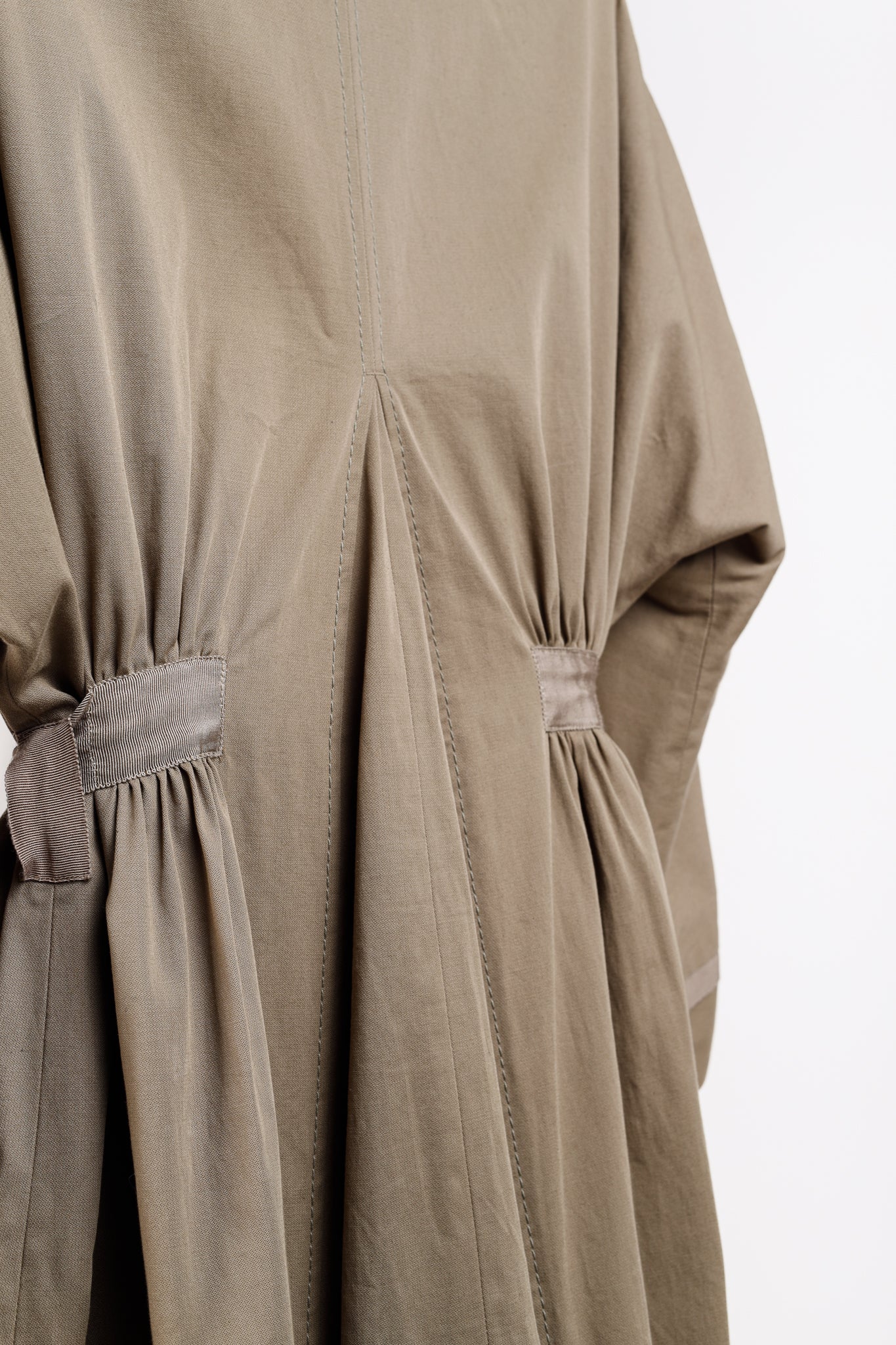 Sharon Wauchob Khaki Cotton Twill Tie-Waist Coat