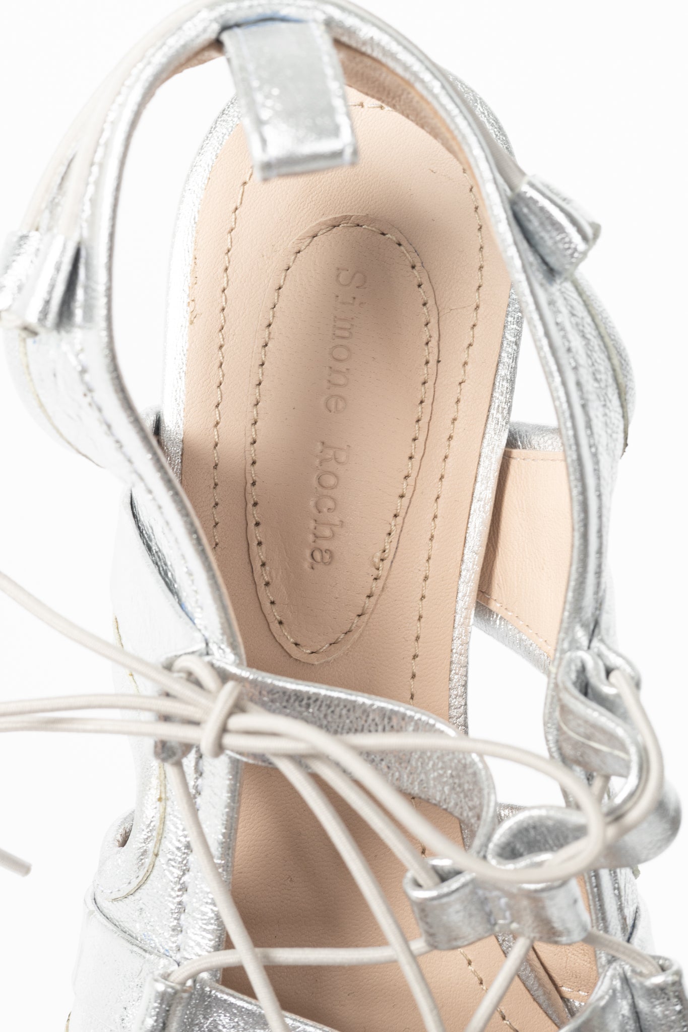 Simone Rocha Silver Sporty Lace-Up Ballet Flats