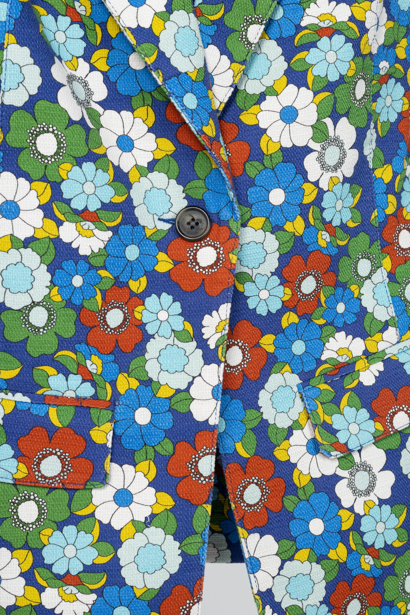 Smythe Cobalt Floral Cotton Three-Quarter-Sleeve Blazer
