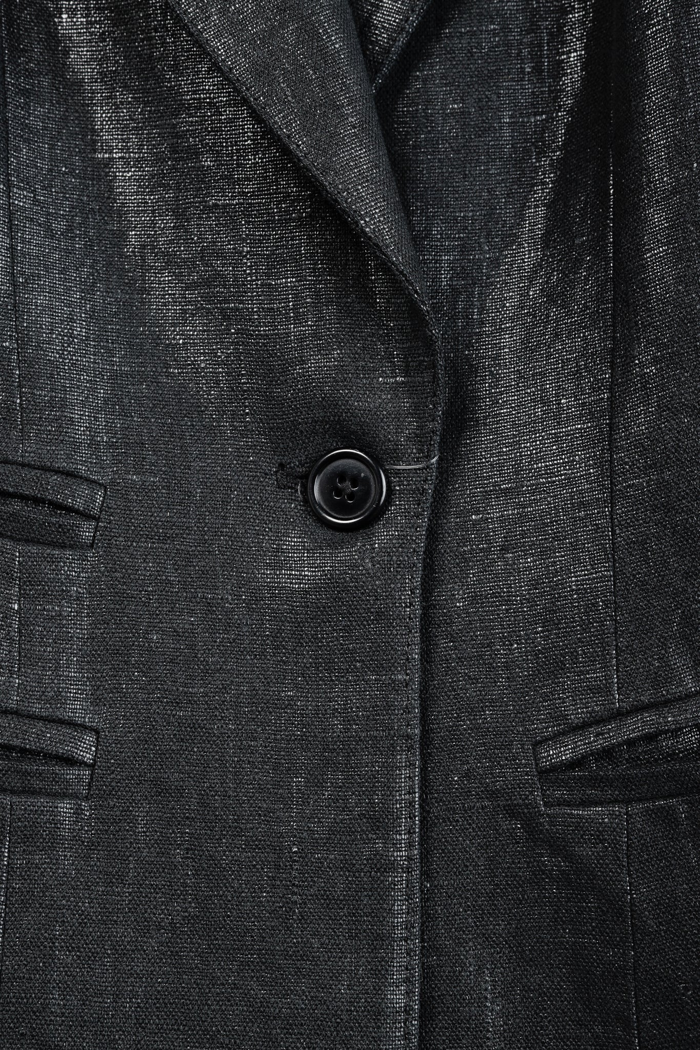 Smythe SS/18 Box Pleat Black Luster Linen Puff-Sleeve Blazer