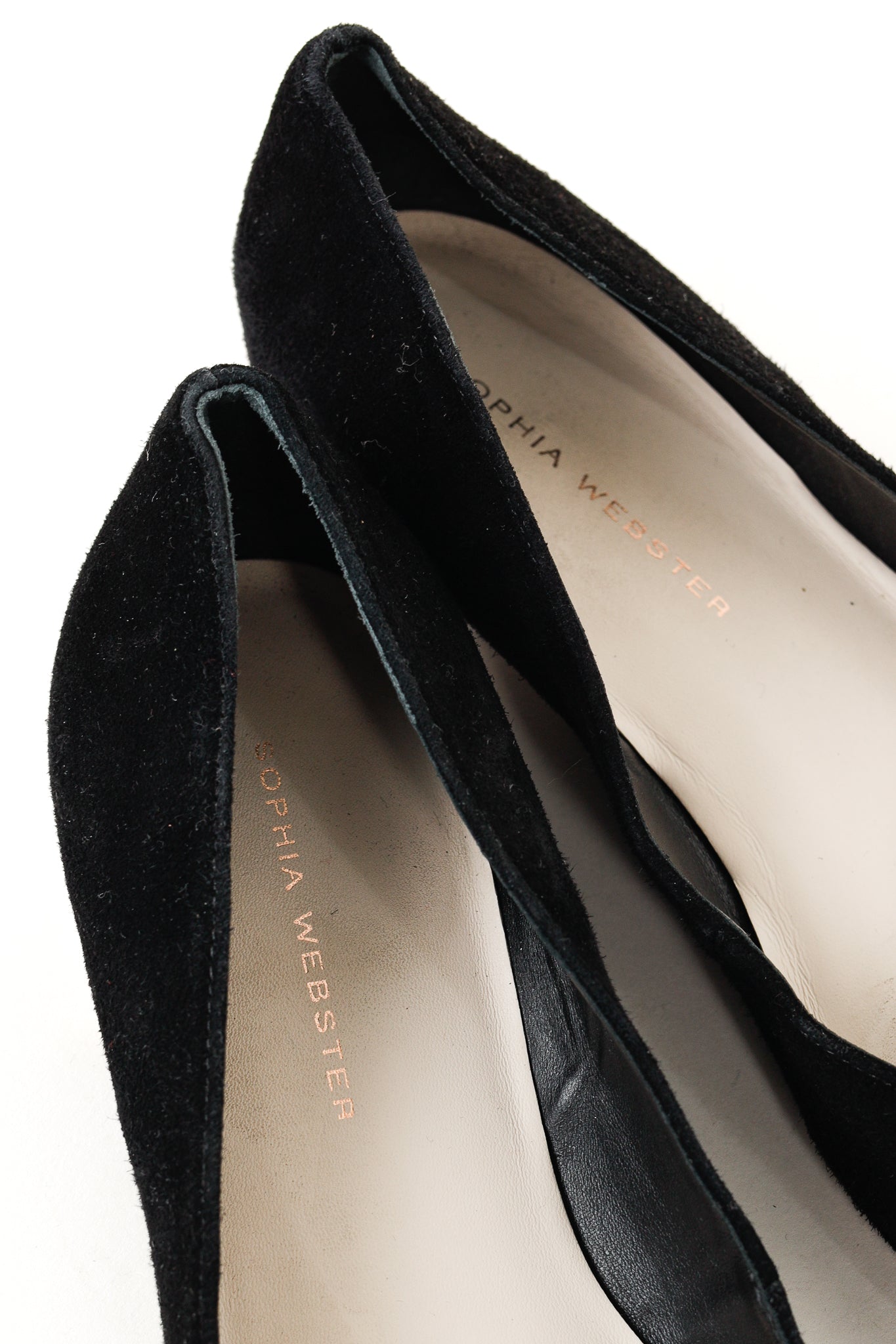 Sophia Webster Bibi Black & Rose Gold Butterfly Embroidered Suede Flats